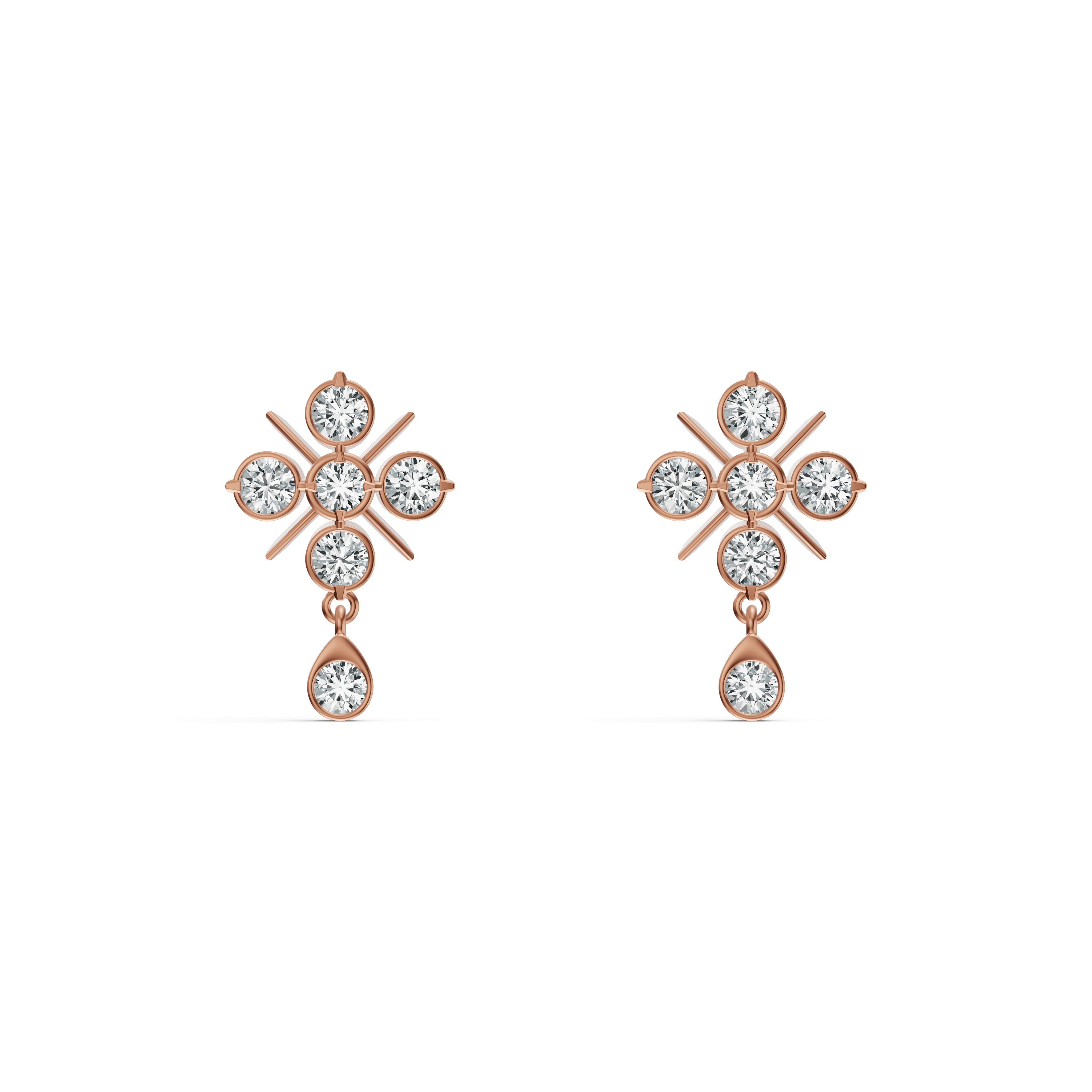 Floral Diamond Drop Earrings