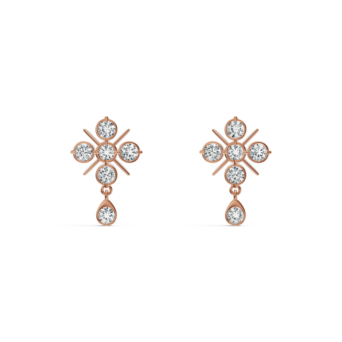 Floral Diamond Drop Earrings