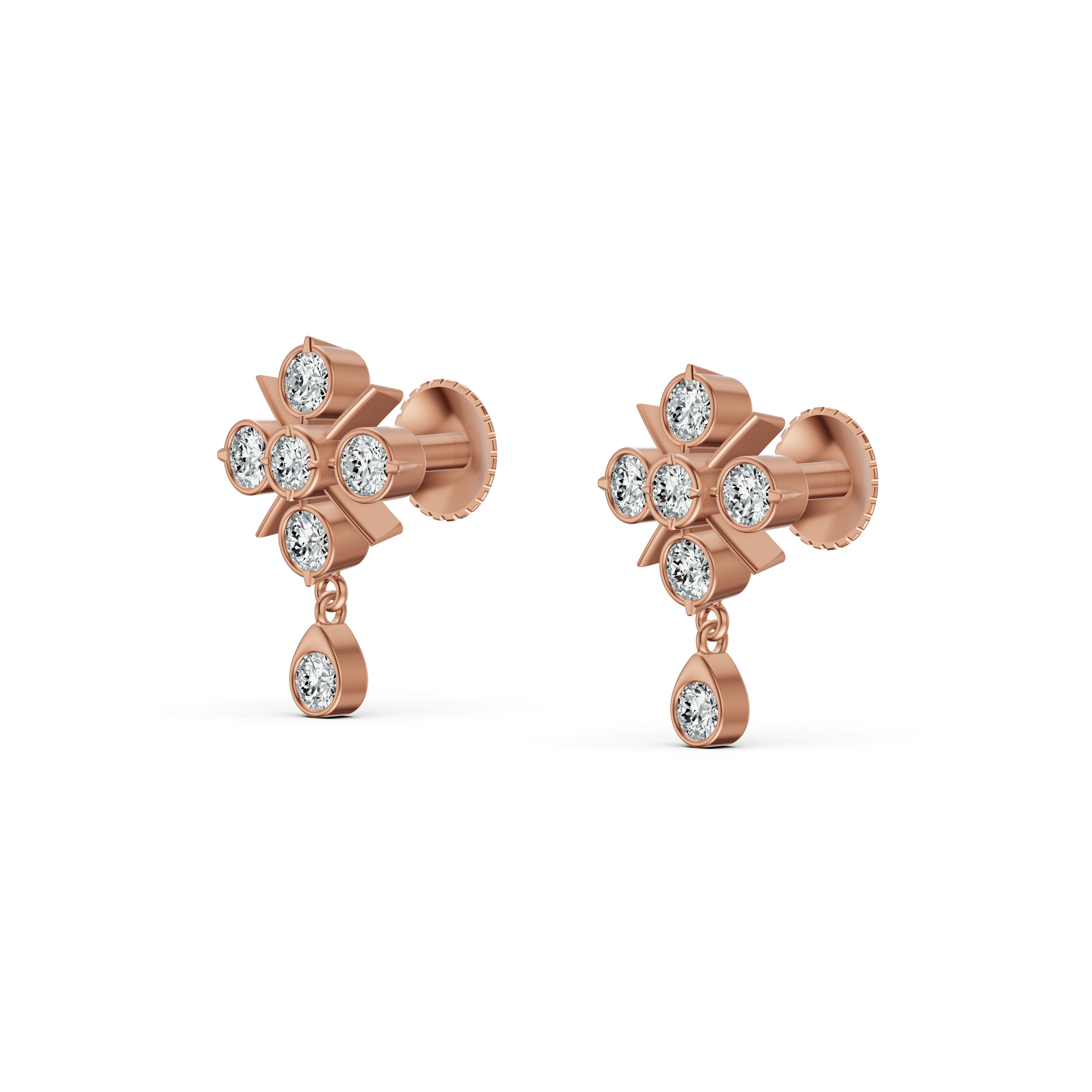 Floral Diamond Drop Earrings