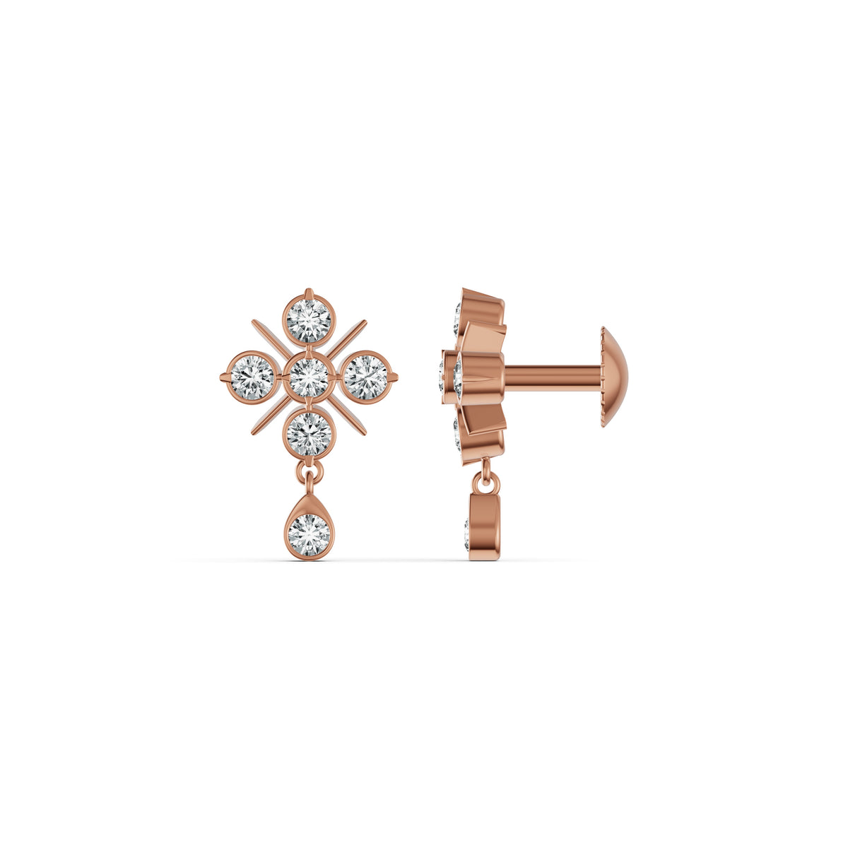 Floral Diamond Drop Earrings