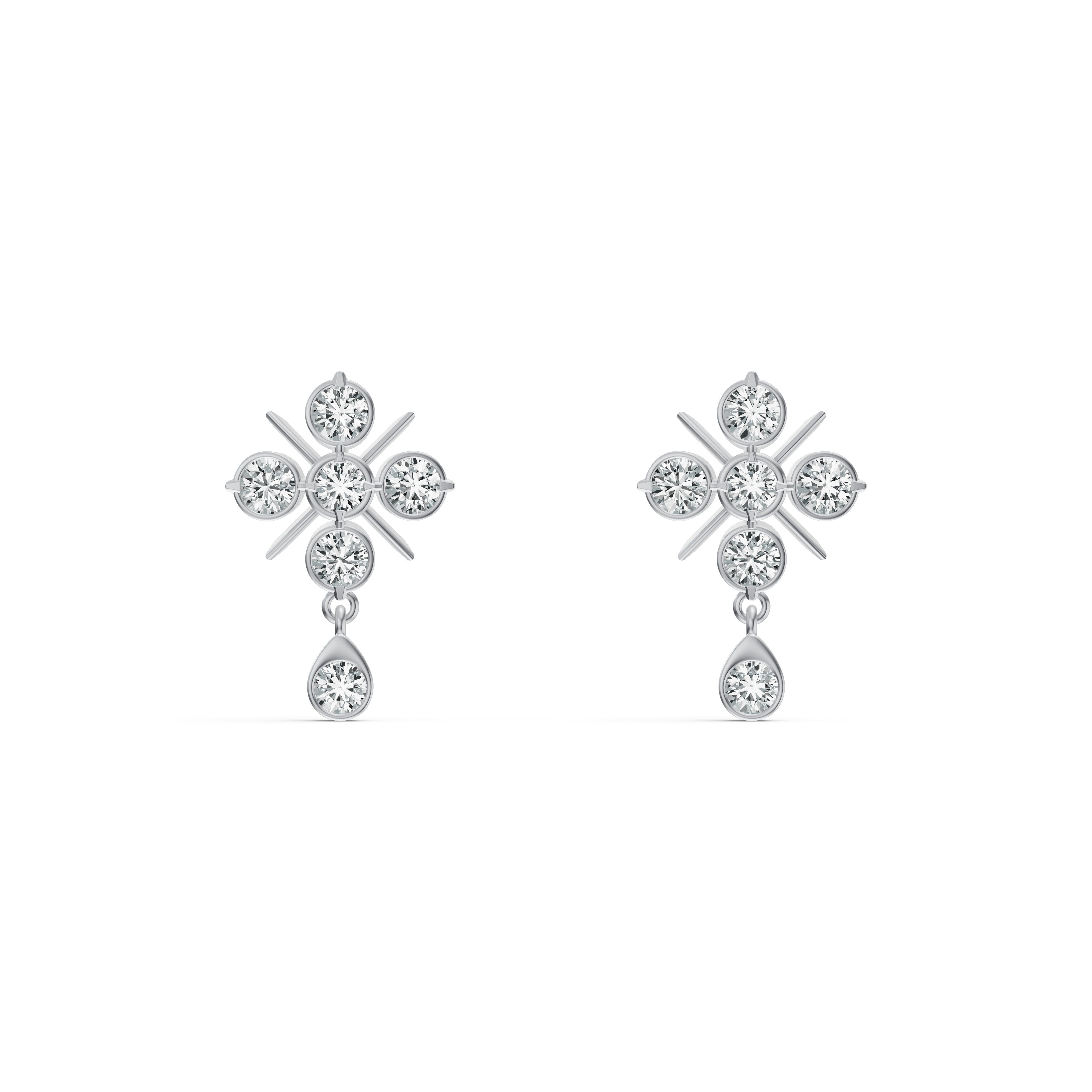 Floral Diamond Drop Earrings