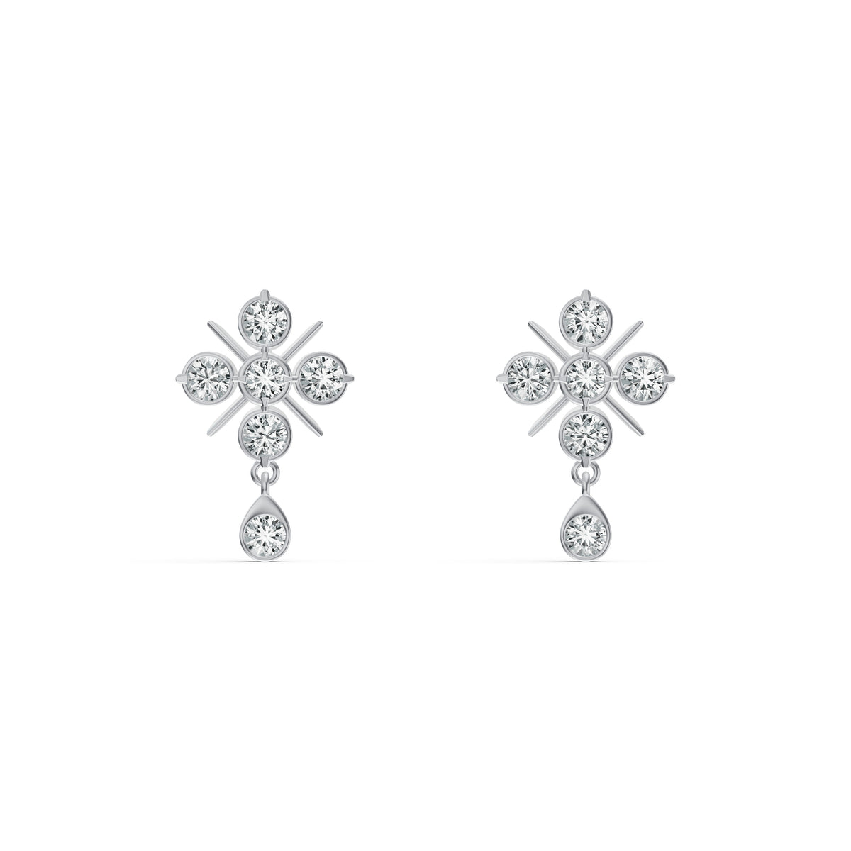 Floral Diamond Drop Earrings