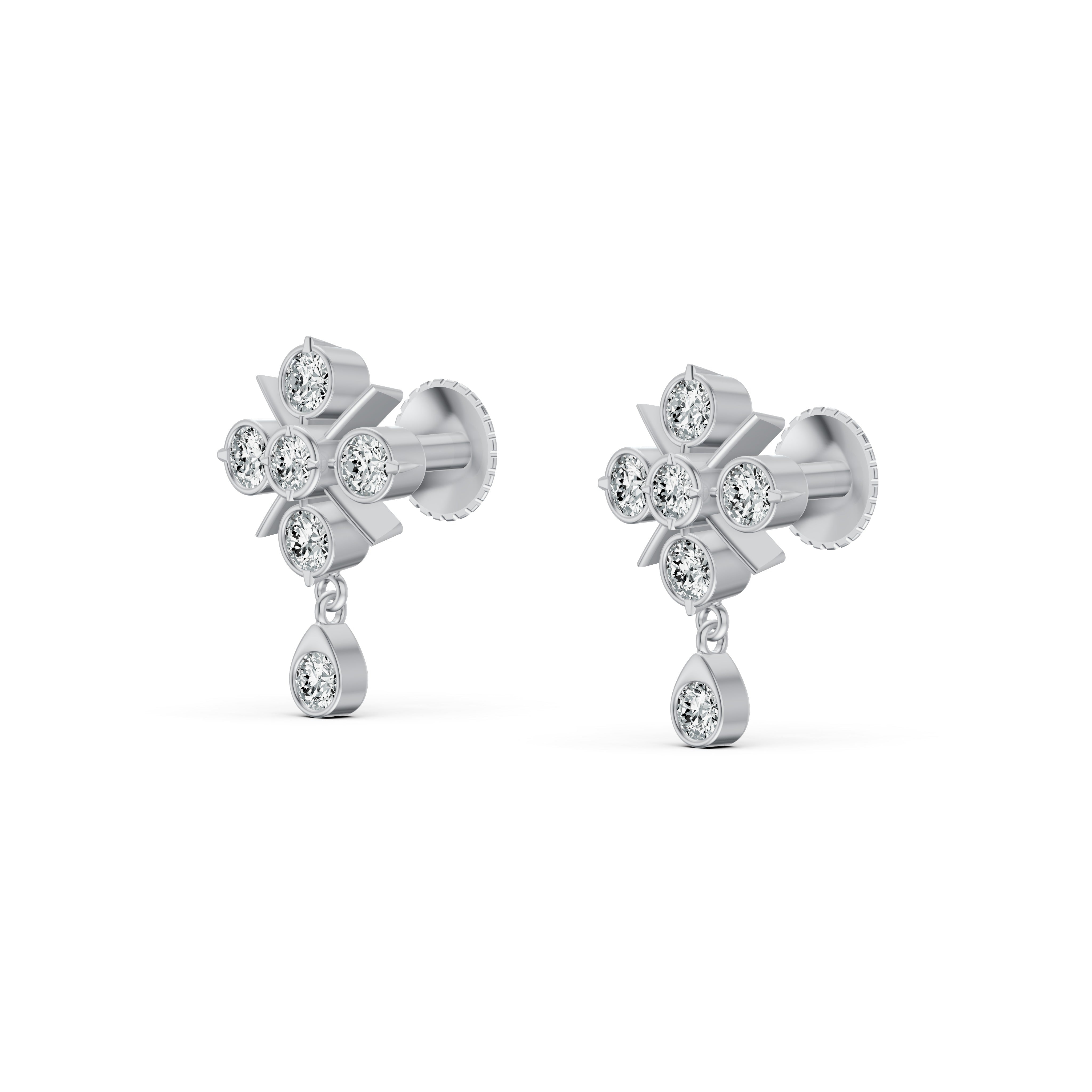 Floral Diamond Drop Earrings