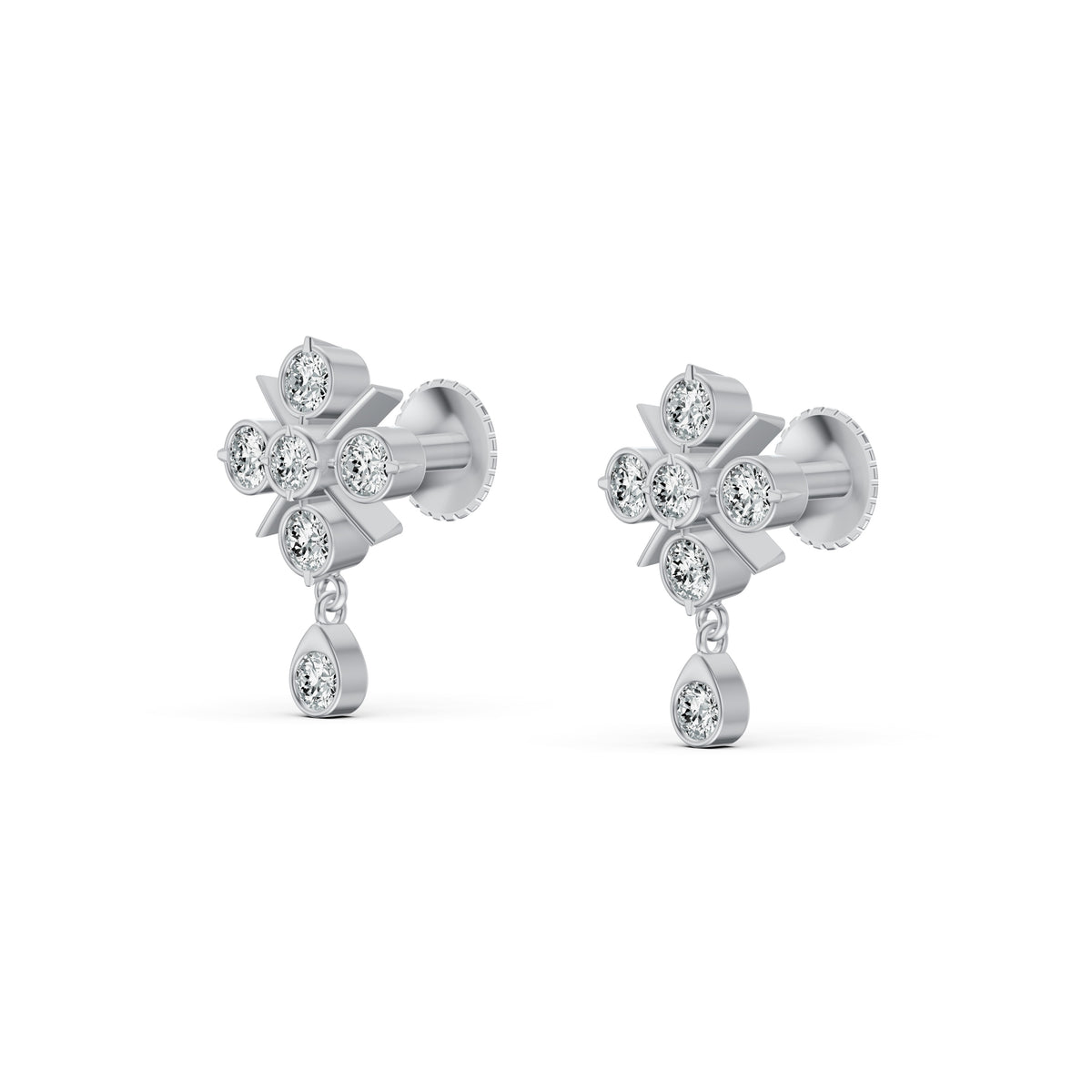 Floral Diamond Drop Earrings