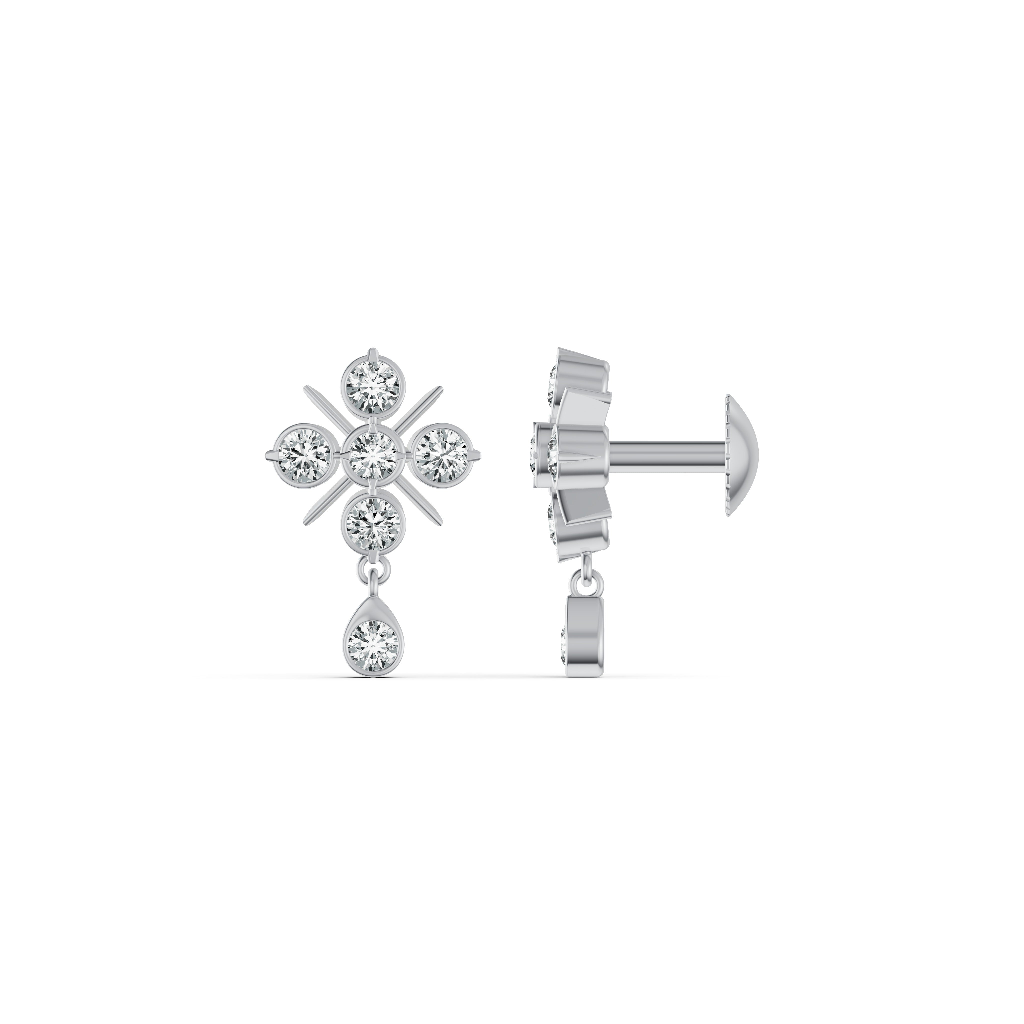 Floral Diamond Drop Earrings