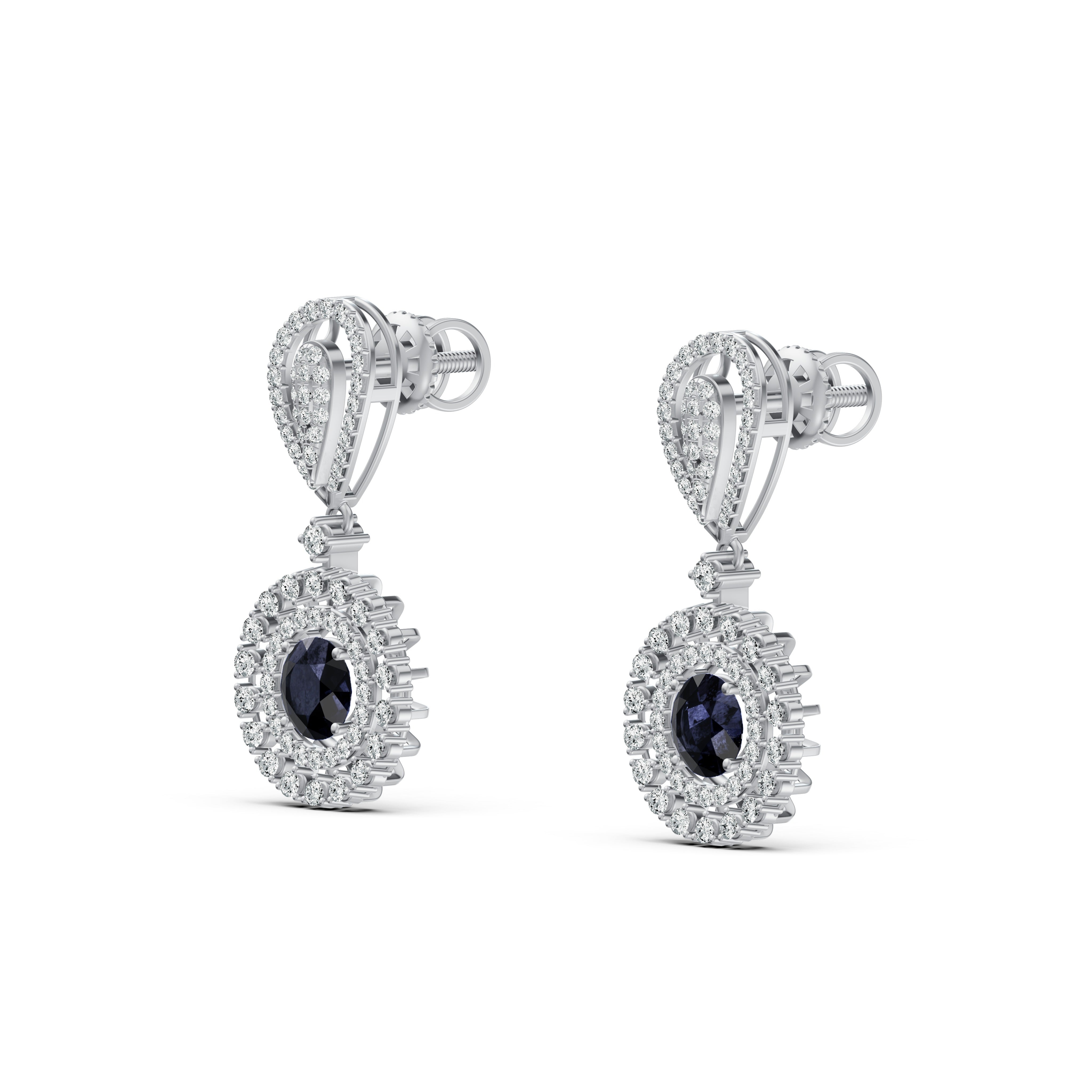 Twilight Blue Diamond Drop Earrings