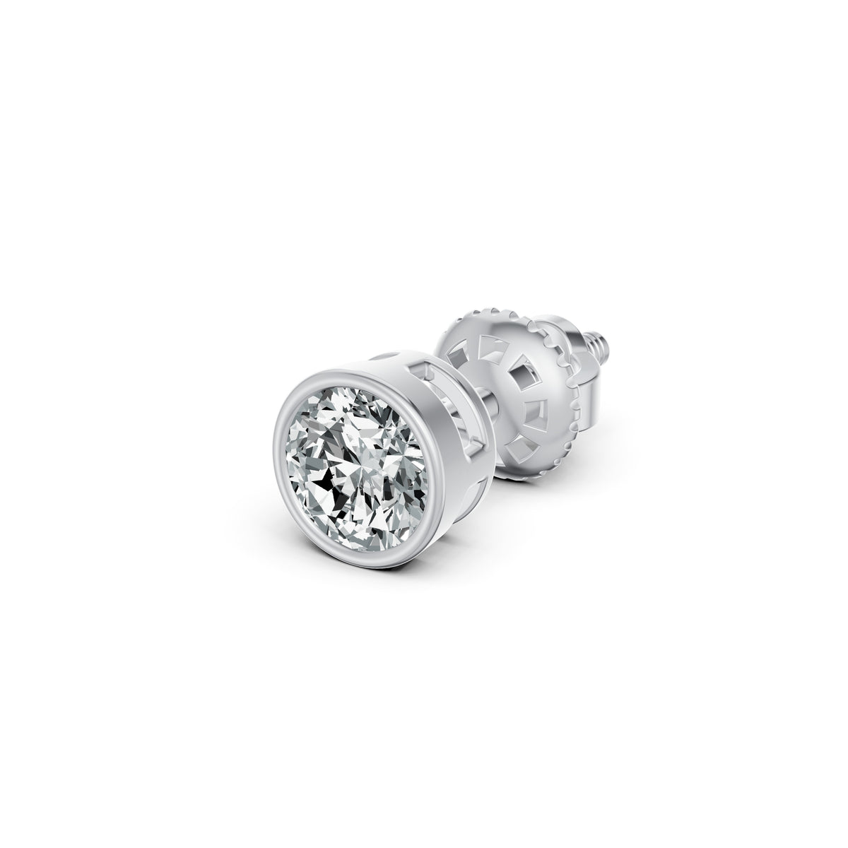 Bold Bezel Solitaire Diamond Stud