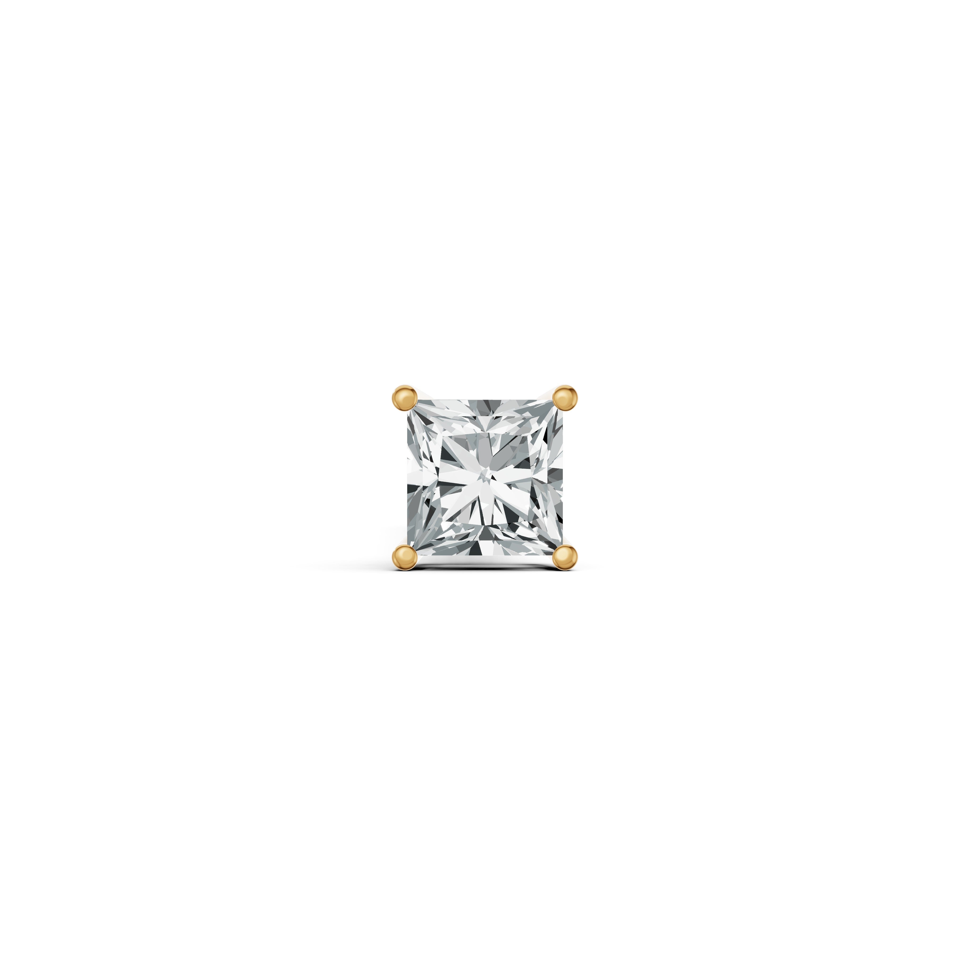 Classic Princess Cut Solitaire Diamond Stud