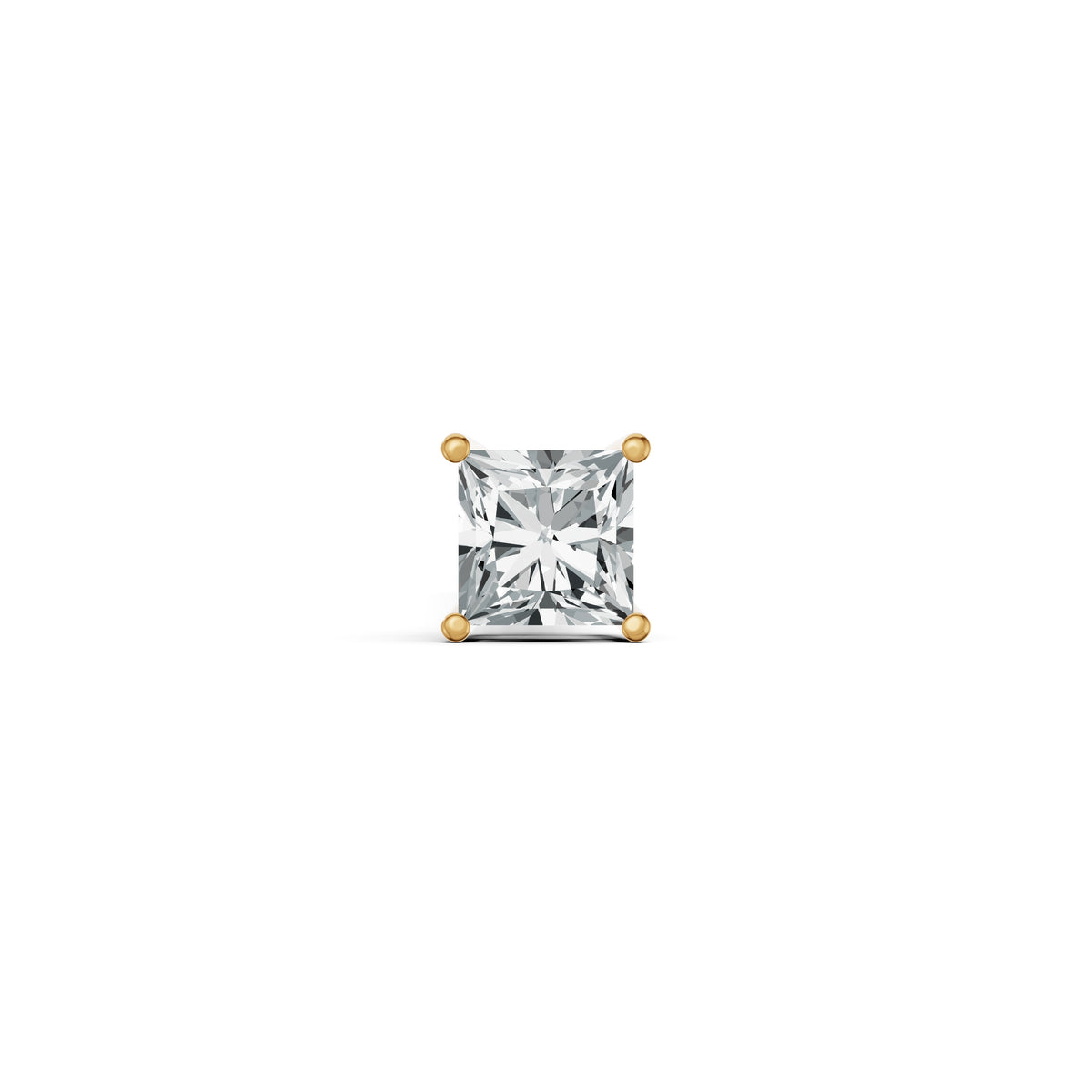 Classic Princess Cut Solitaire Diamond Stud