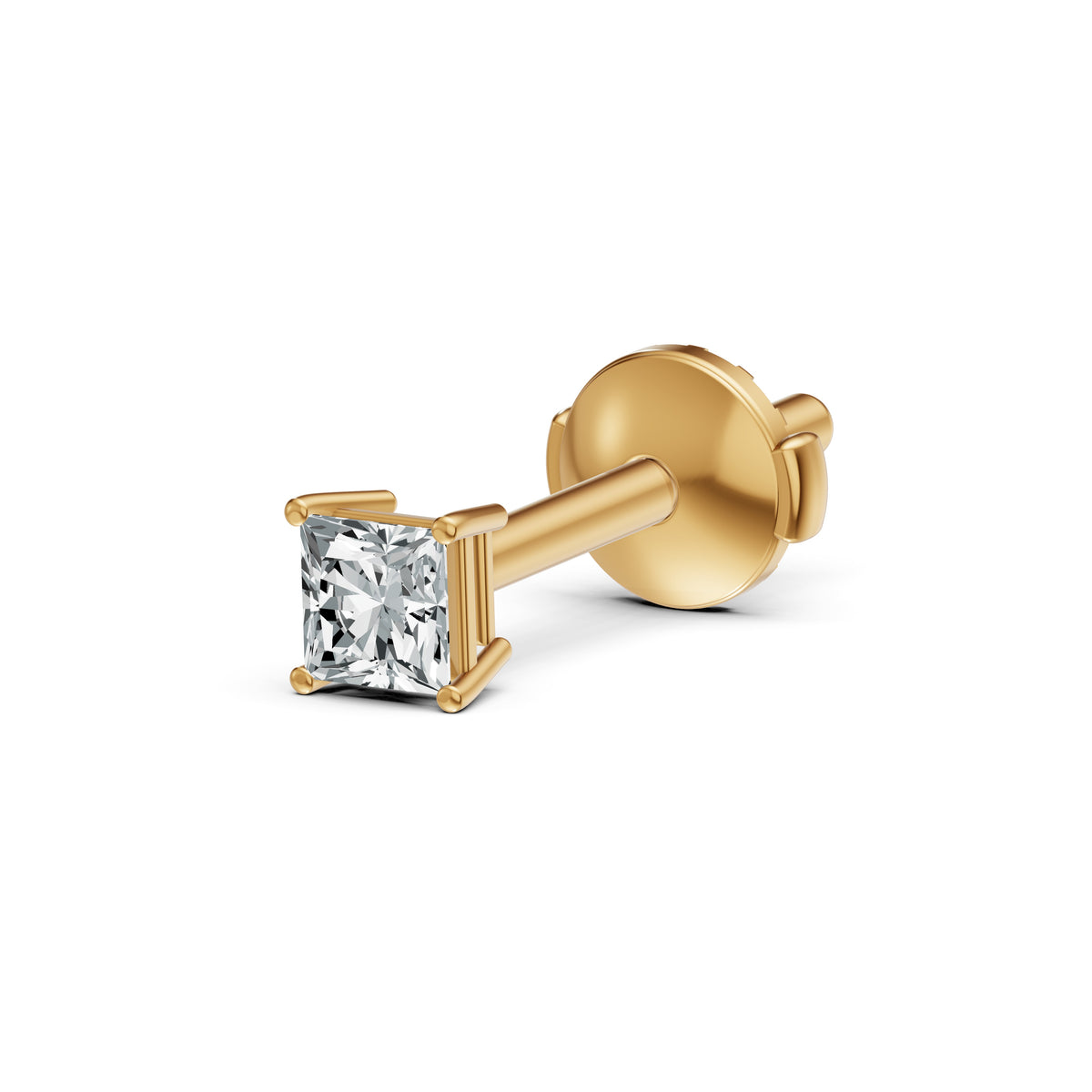 Classic Princess Cut Solitaire Diamond Stud