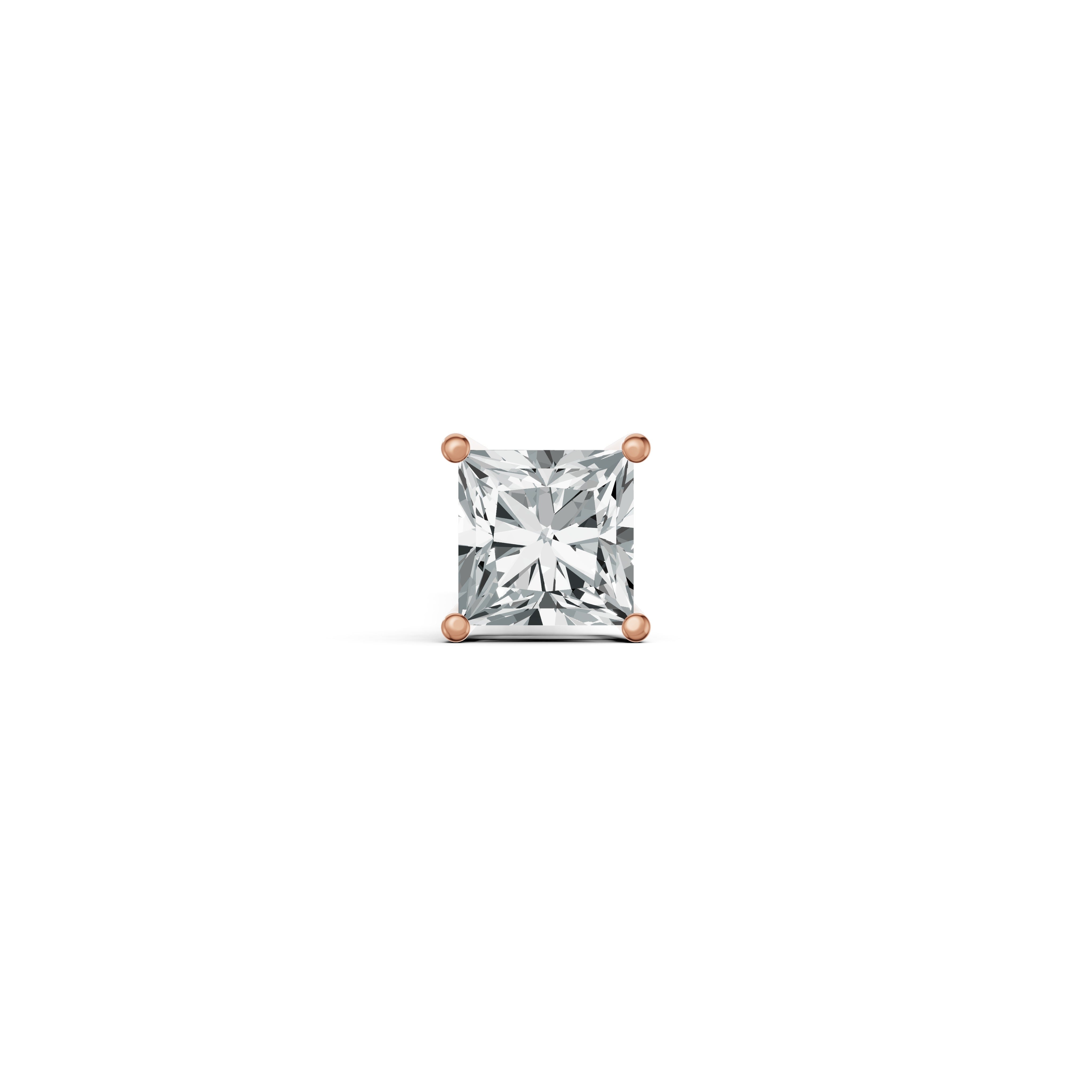 Classic Princess Cut Solitaire Diamond Stud