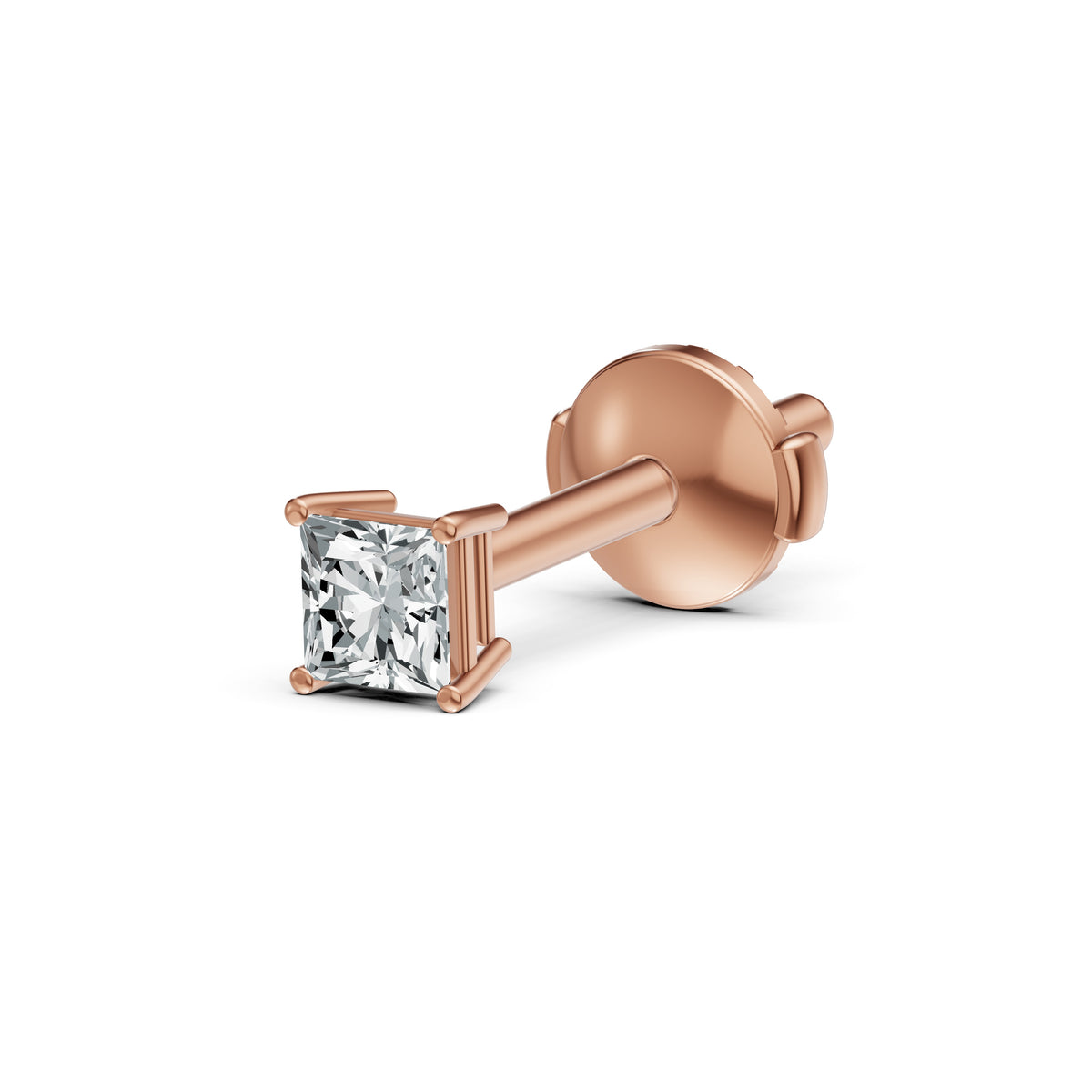 Classic Princess Cut Solitaire Diamond Stud