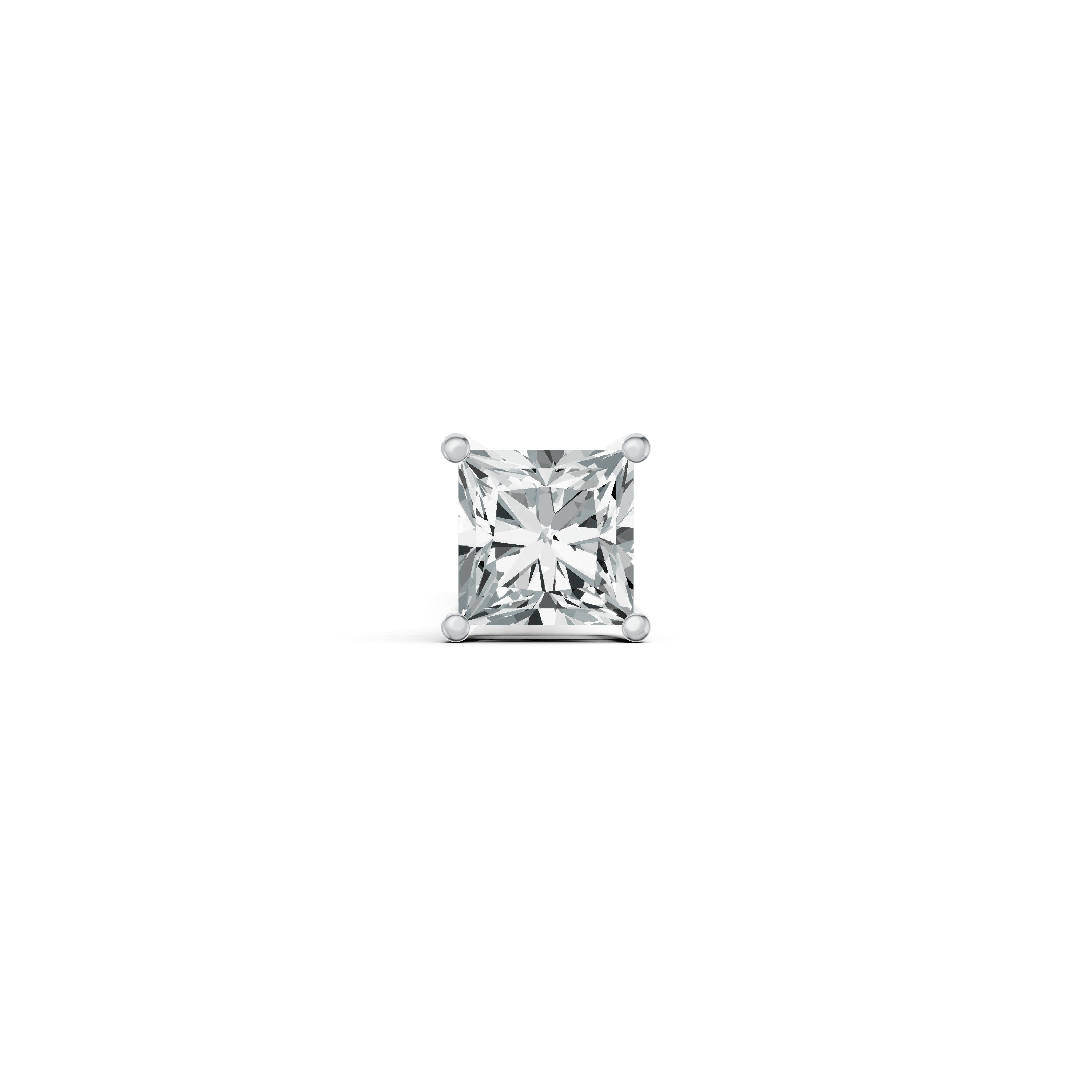 Classic Princess Cut Solitaire Diamond Stud