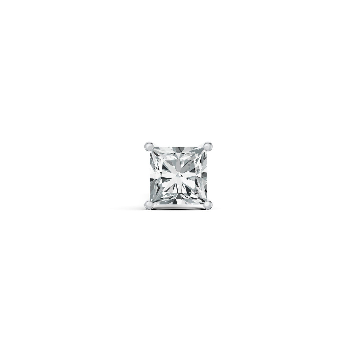 Classic Princess Cut Solitaire Diamond Stud