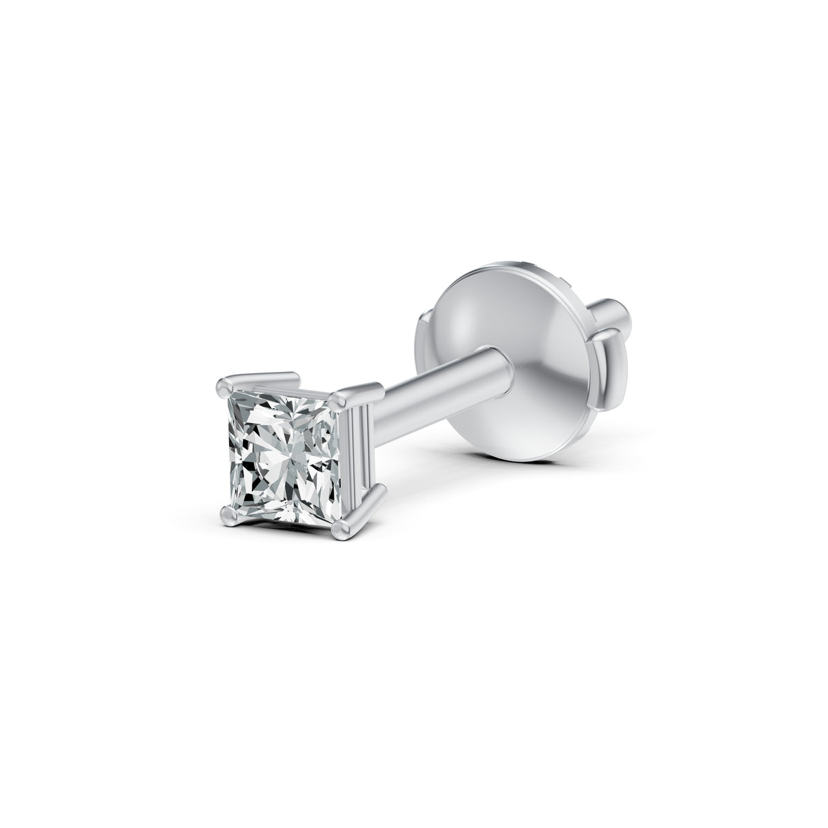 Classic Princess Cut Solitaire Diamond Stud