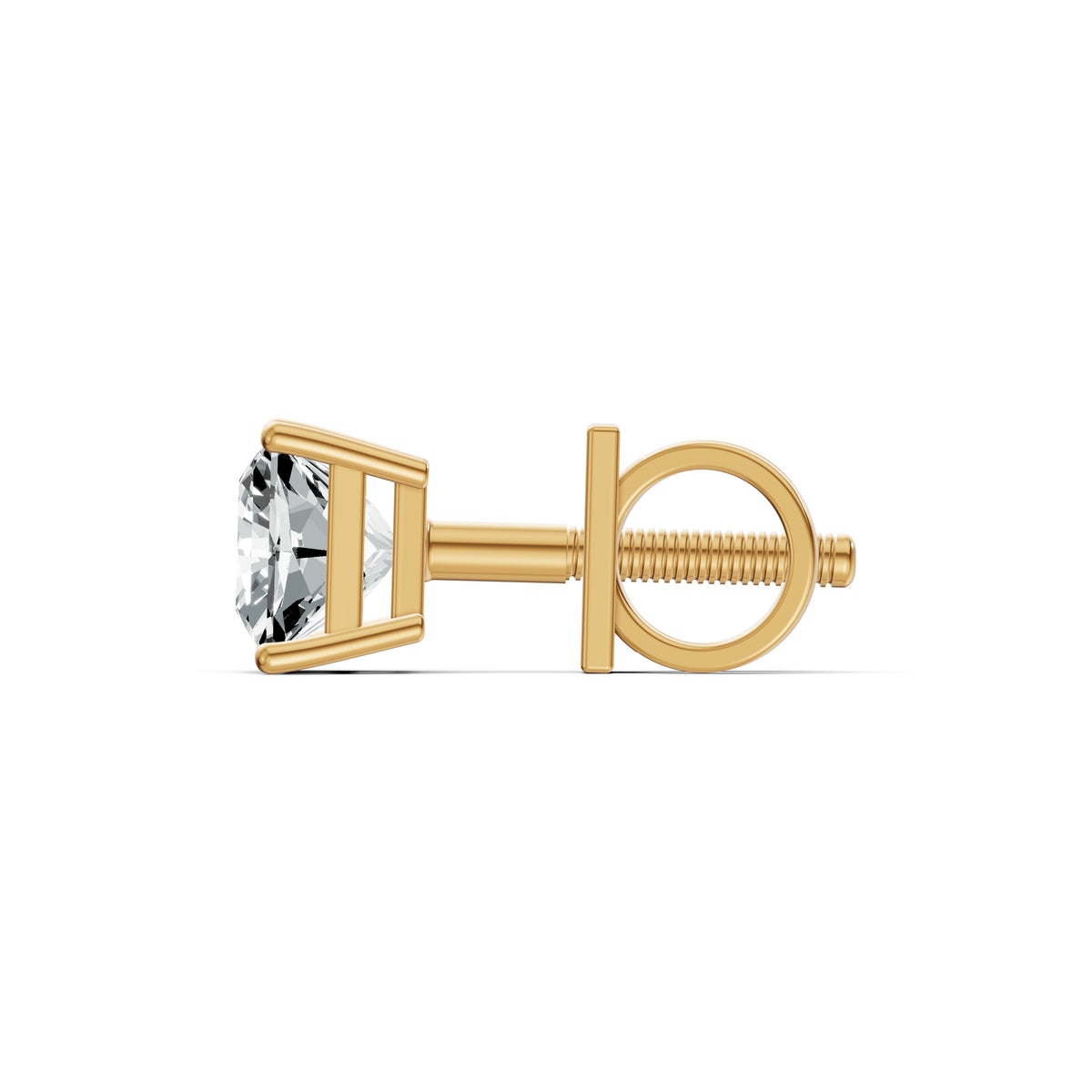 Regal Princess Cut Solitaire Diamond Stud