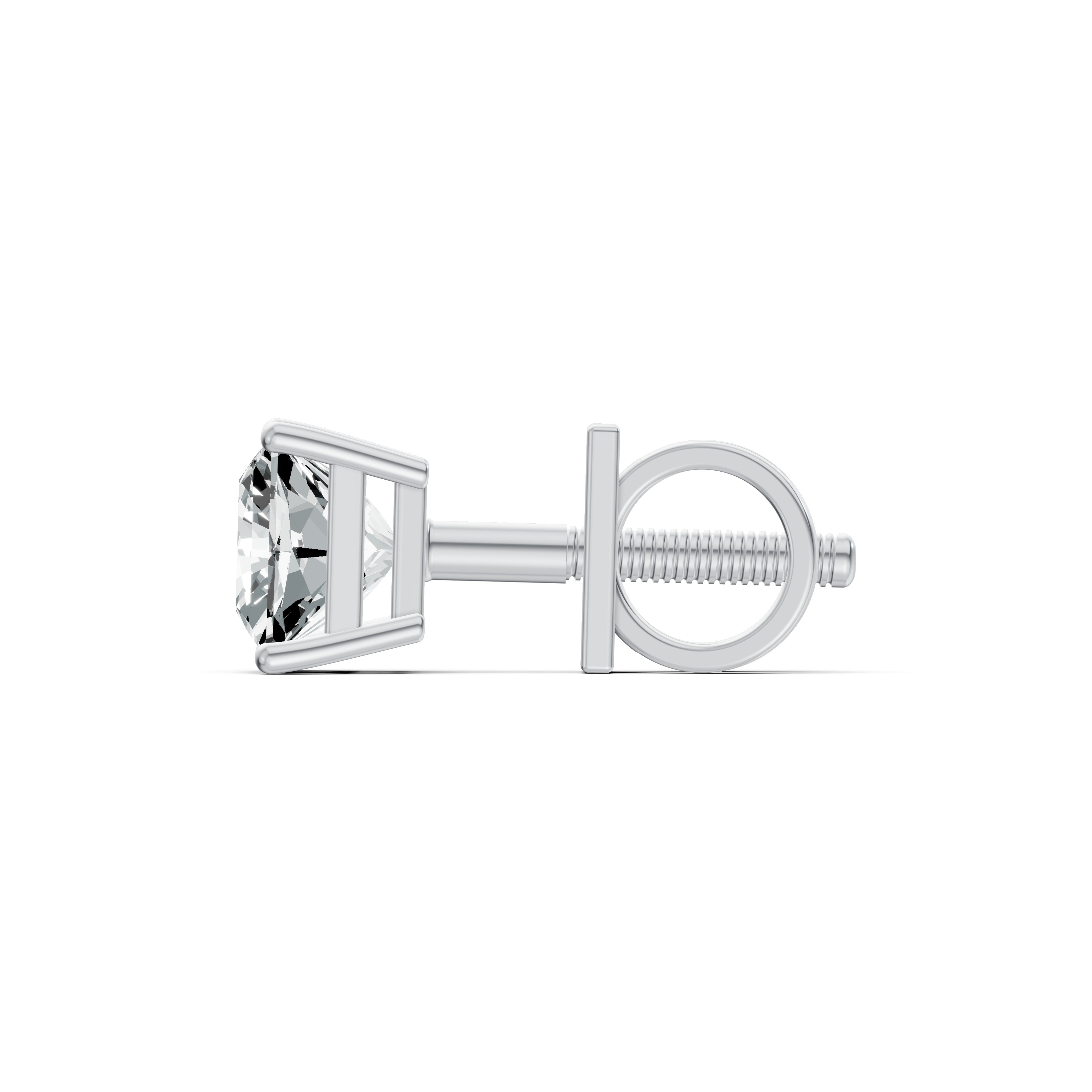 Regal Princess Cut Solitaire Diamond Stud