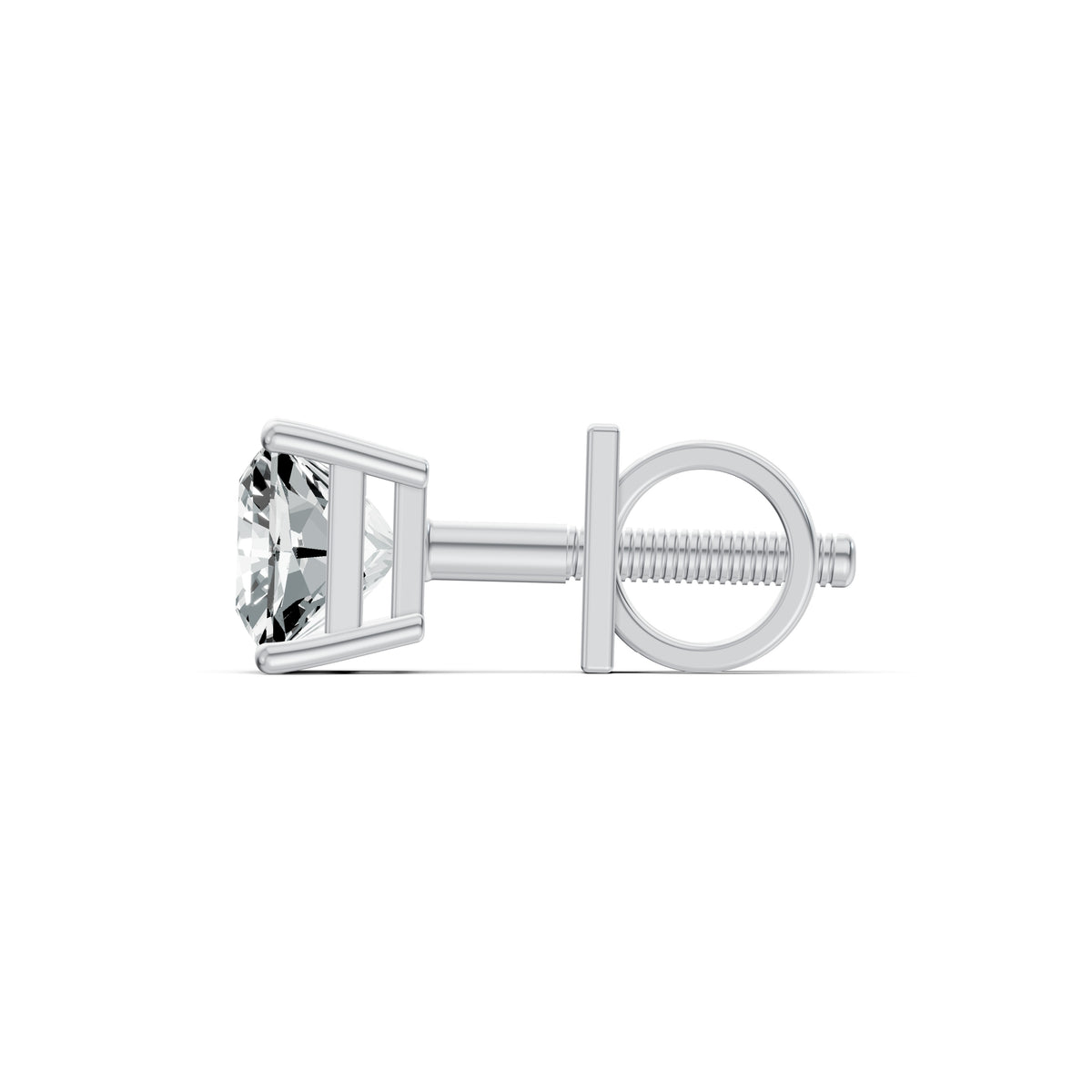 Regal Princess Cut Solitaire Diamond Stud