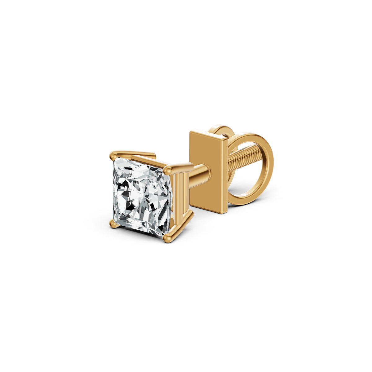 Imperial Princess Cut Solitaire Diamond Stud