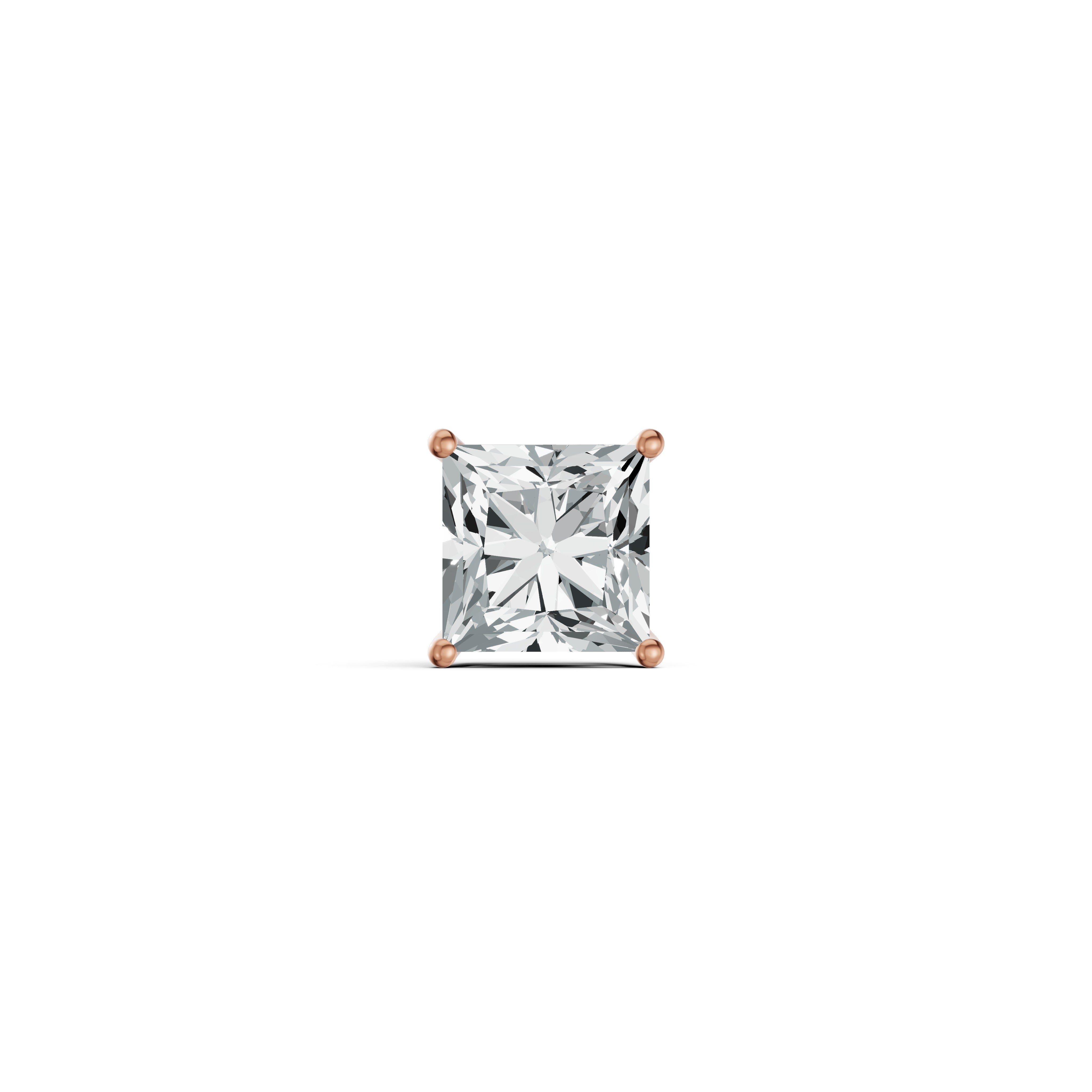 Imperial Princess Cut Solitaire Diamond Stud