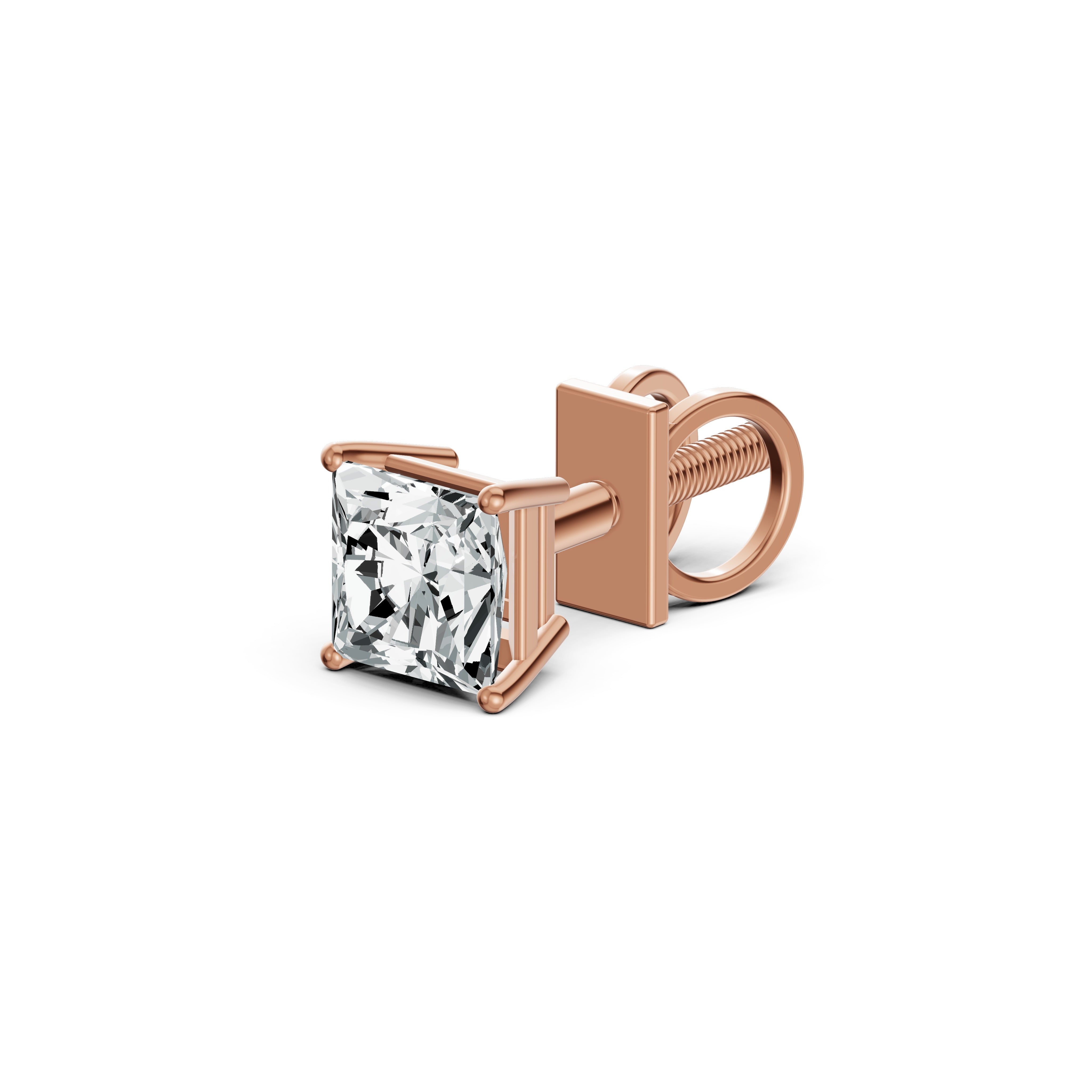 Imperial Princess Cut Solitaire Diamond Stud