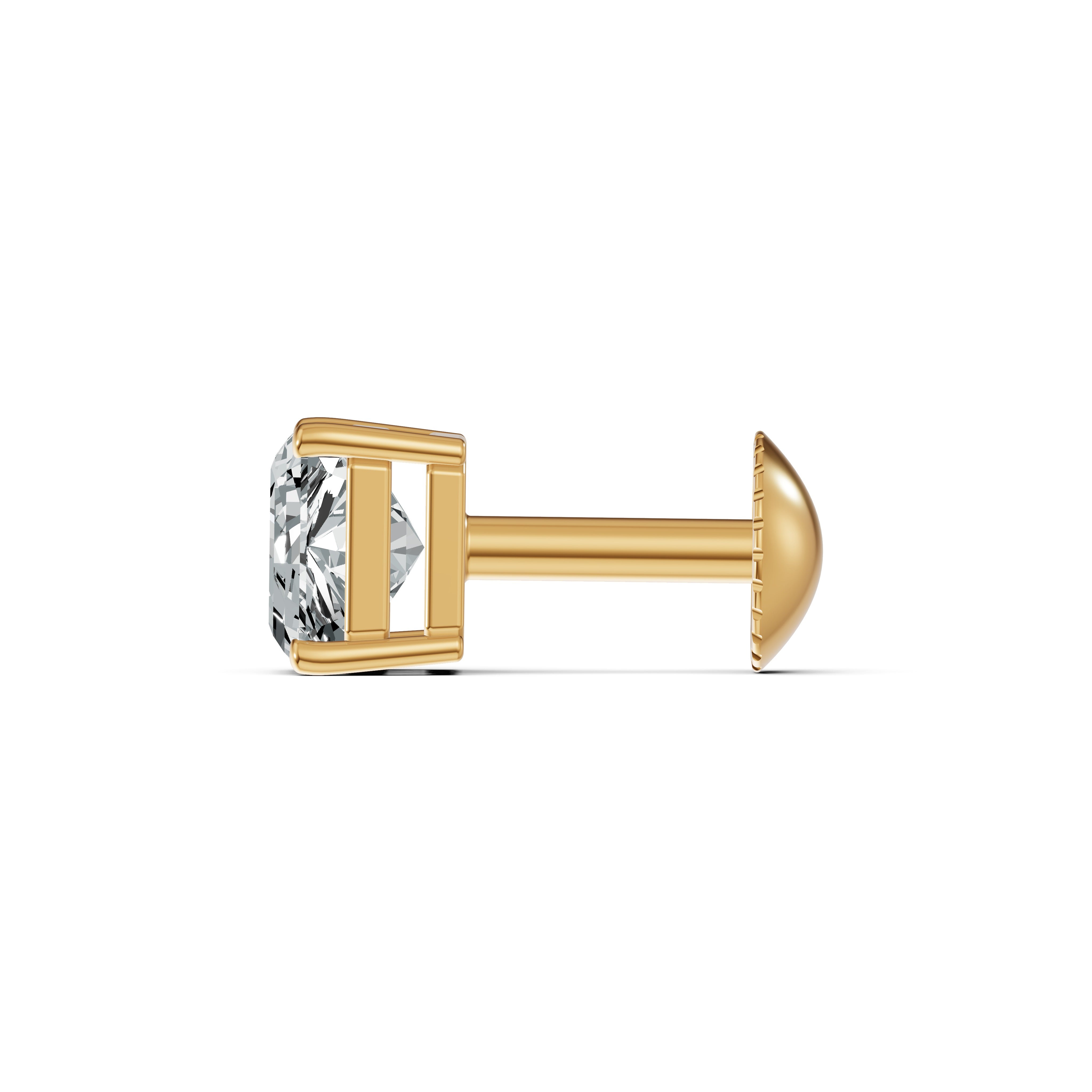 Radiant Princess Cut Solitaire Diamond Stud