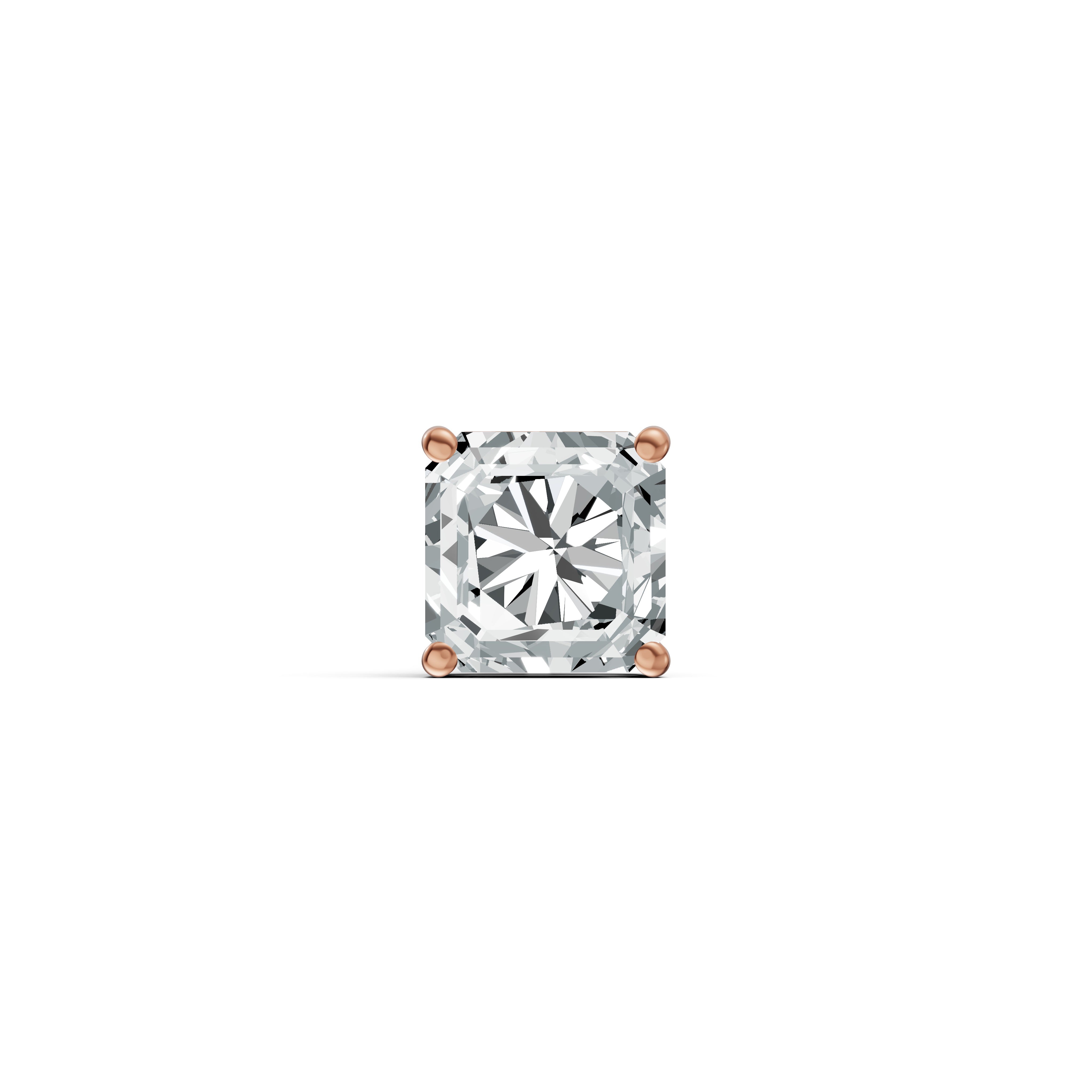 Radiant Princess Cut Solitaire Diamond Stud