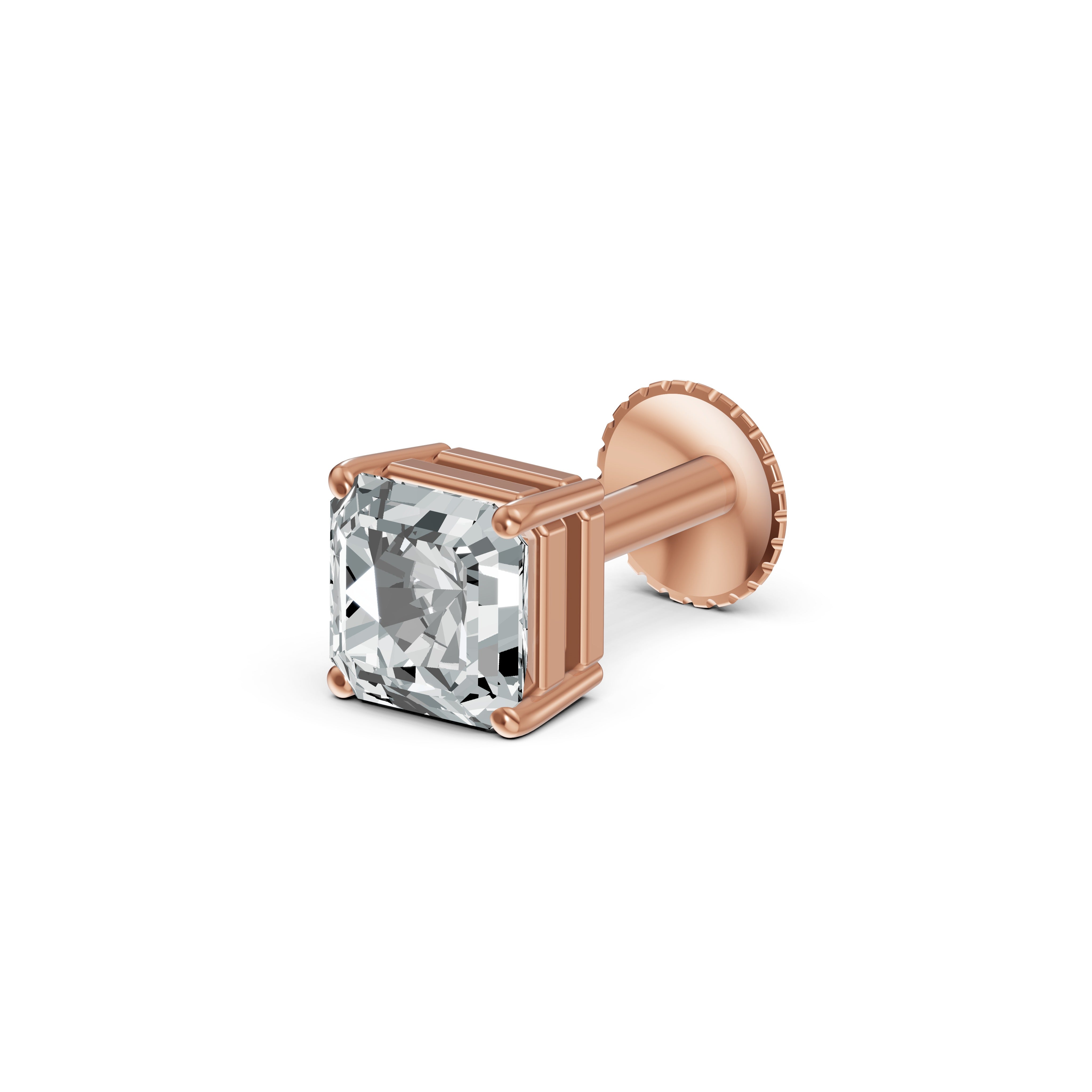Radiant Princess Cut Solitaire Diamond Stud
