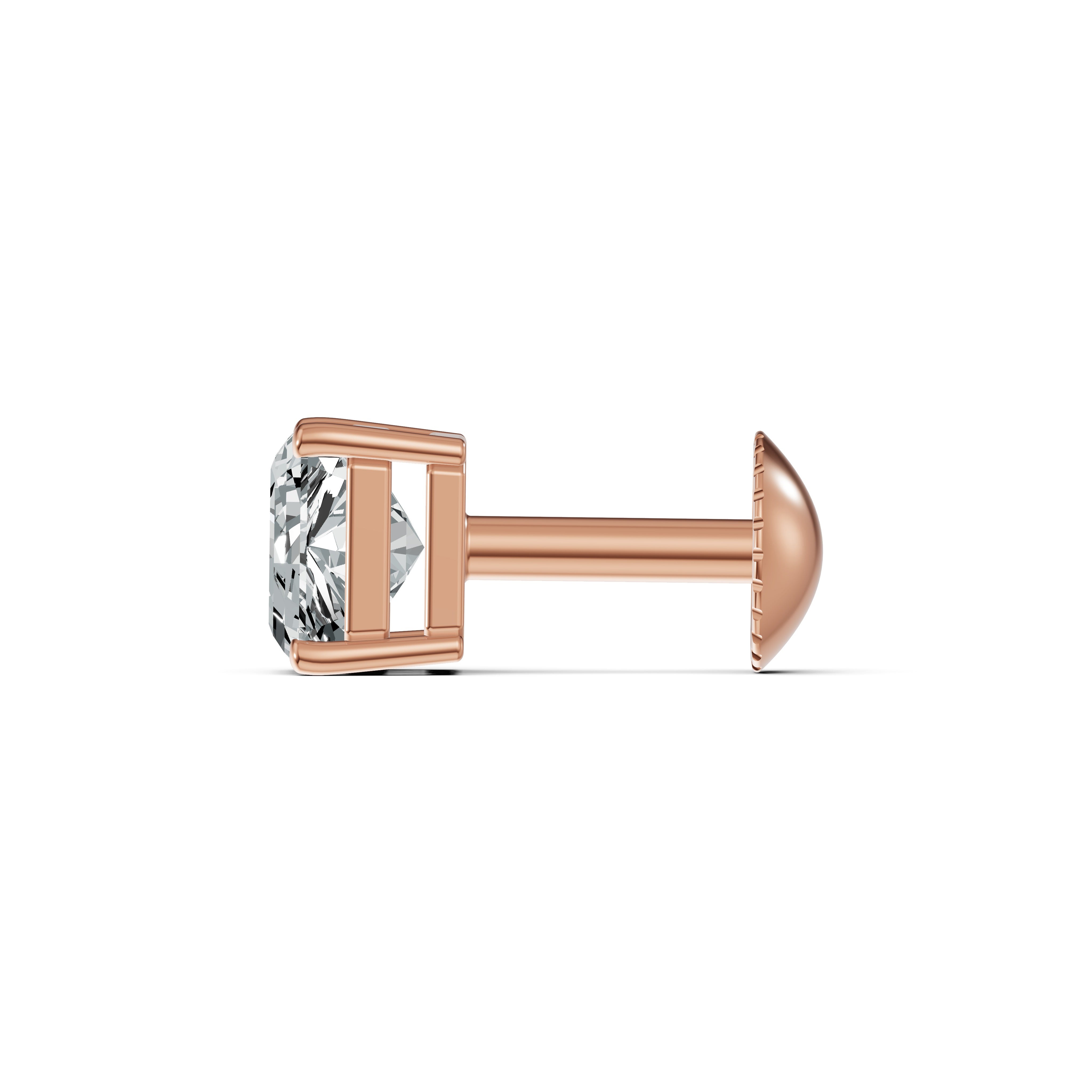 Radiant Princess Cut Solitaire Diamond Stud