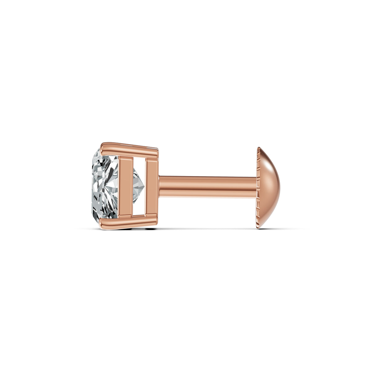 Radiant Princess Cut Solitaire Diamond Stud