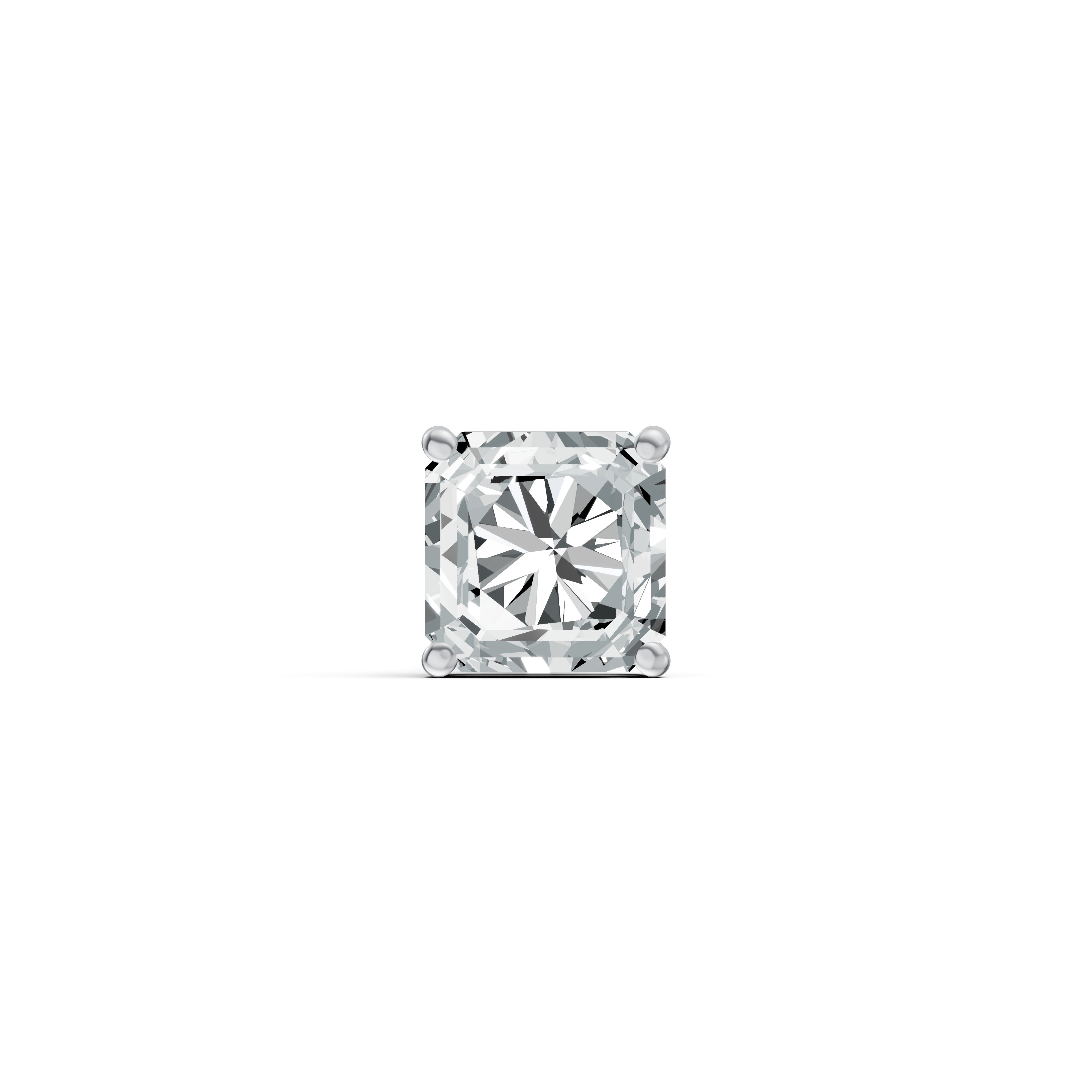 Radiant Princess Cut Solitaire Diamond Stud