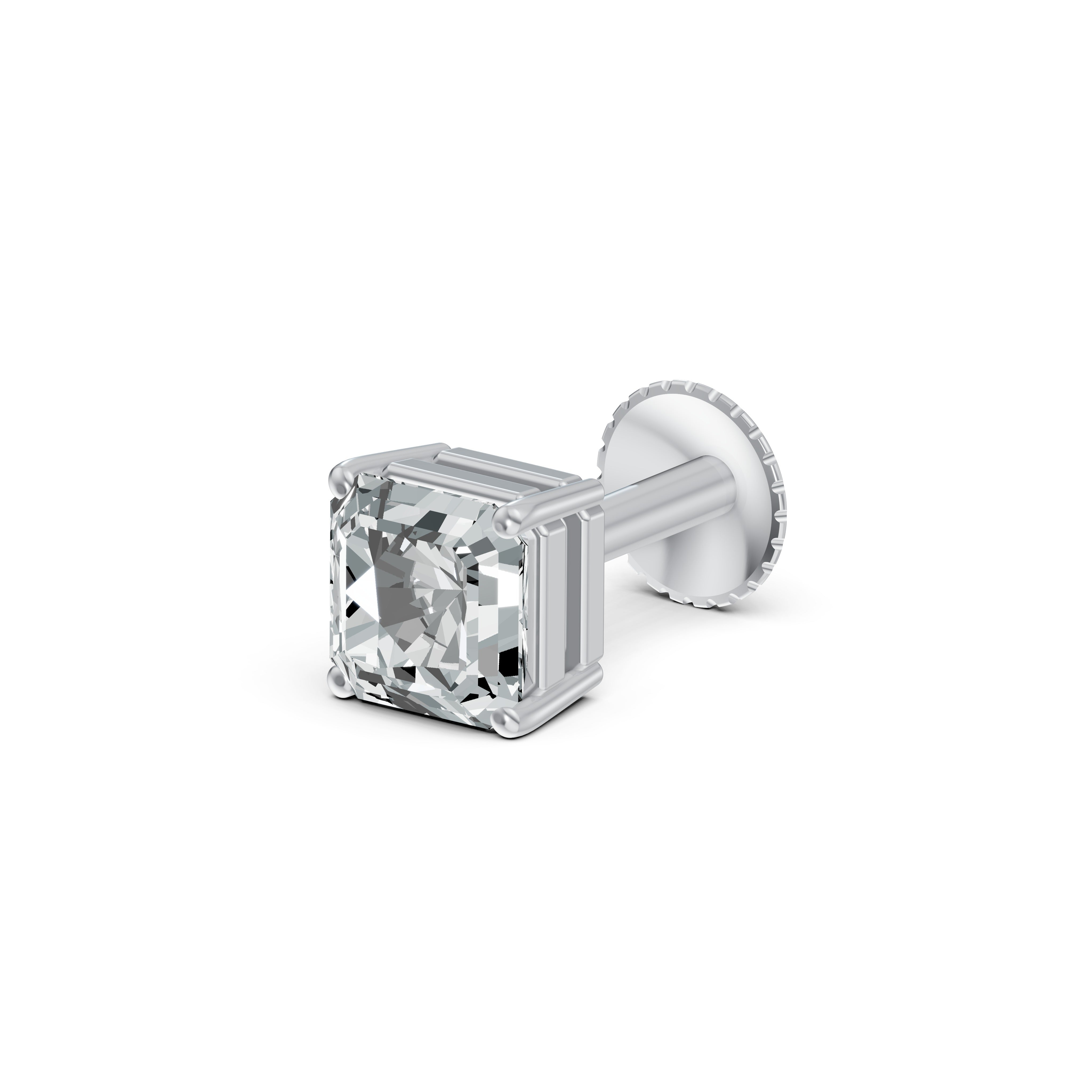Radiant Princess Cut Solitaire Diamond Stud