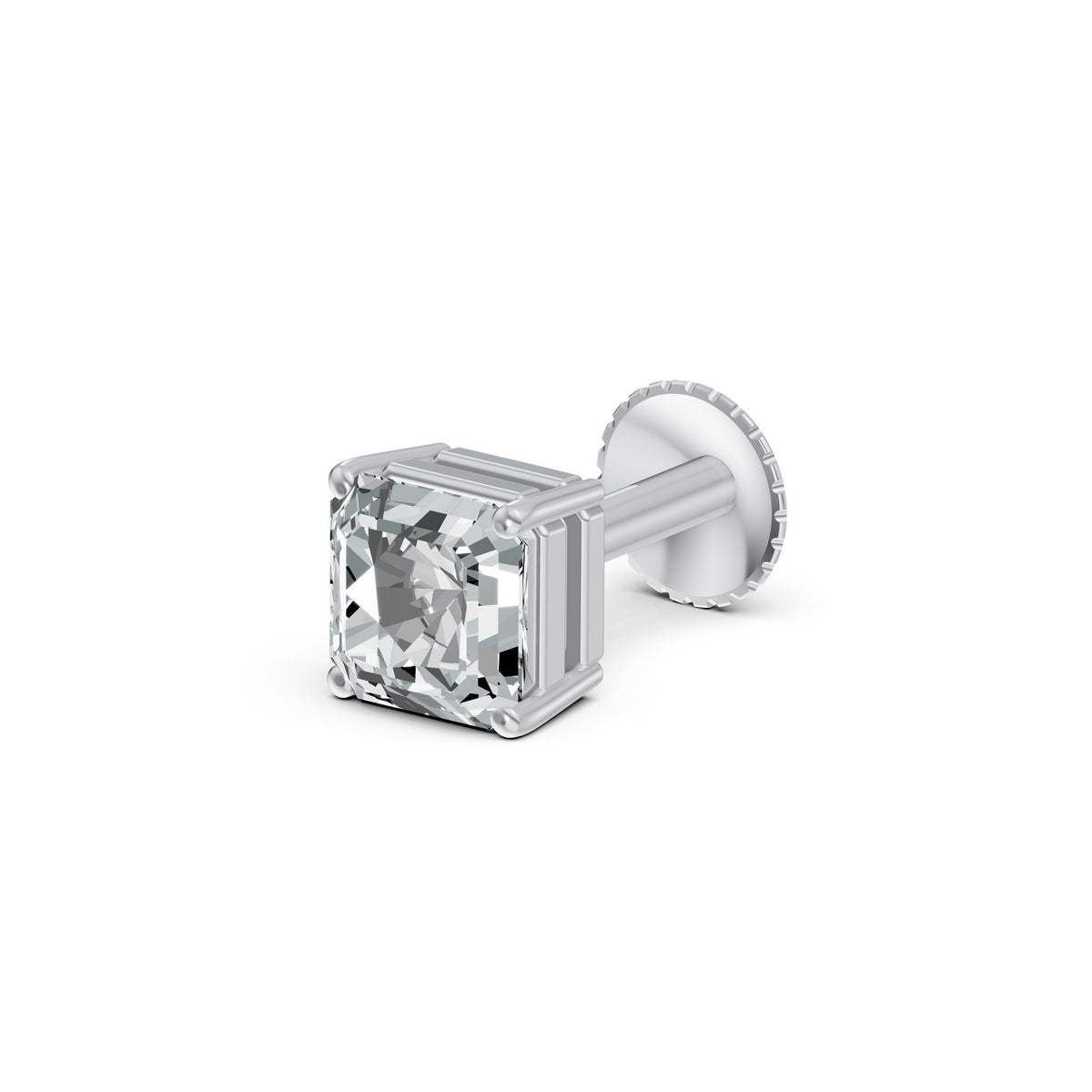 Radiant Princess Cut Solitaire Diamond Stud