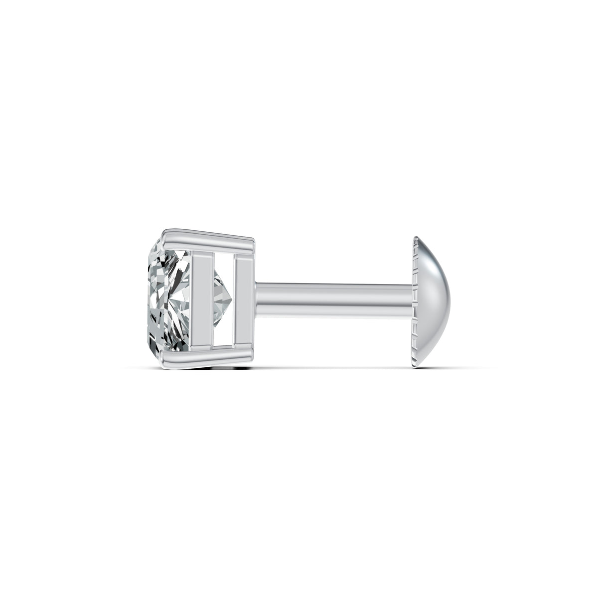 Radiant Princess Cut Solitaire Diamond Stud