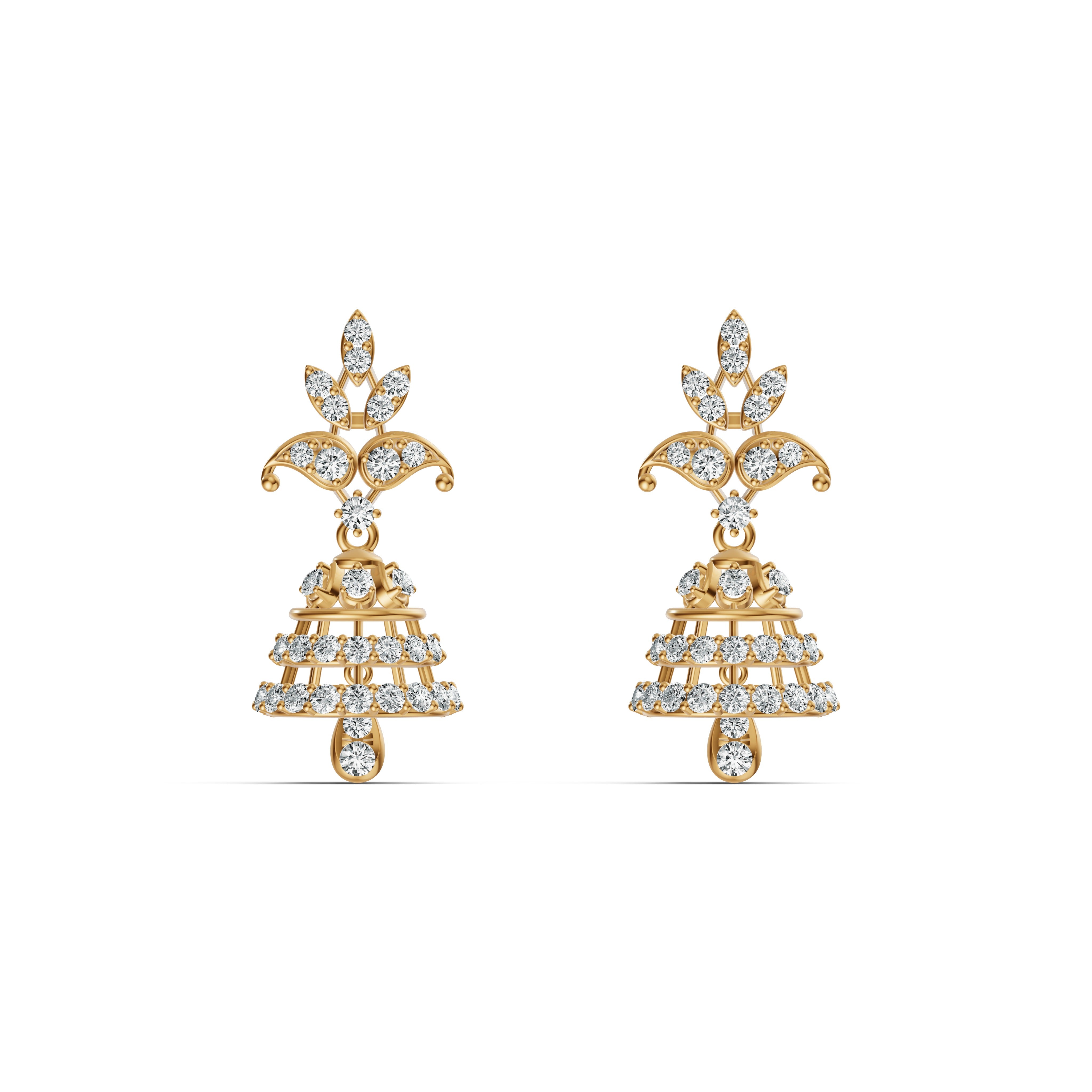 Classic Diamond & Gold Jhumka Earrings