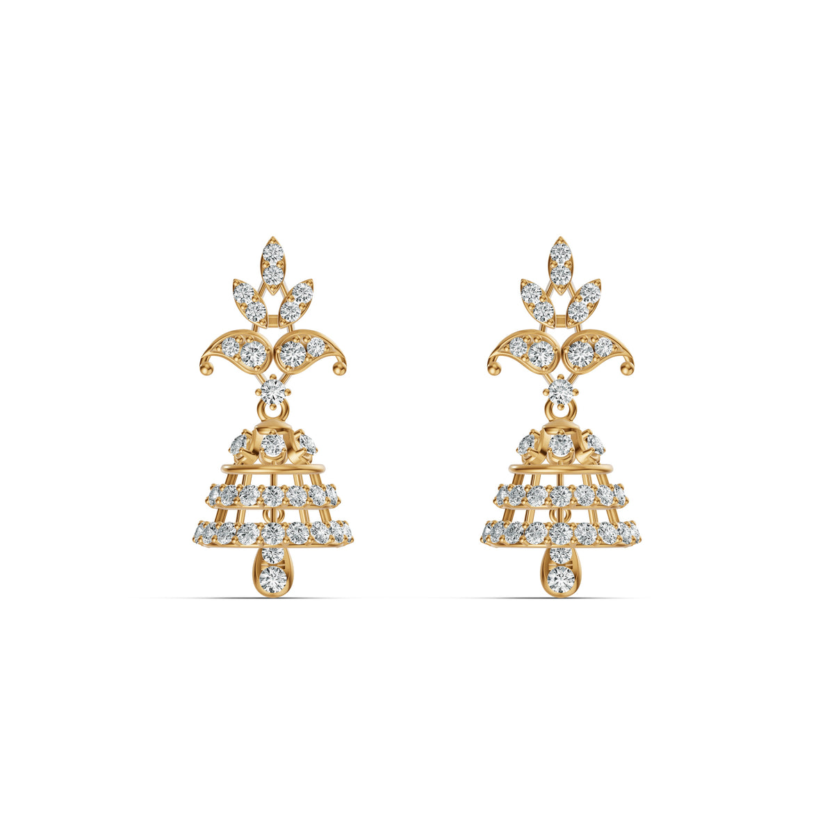 Classic Diamond & Gold Jhumka Earrings