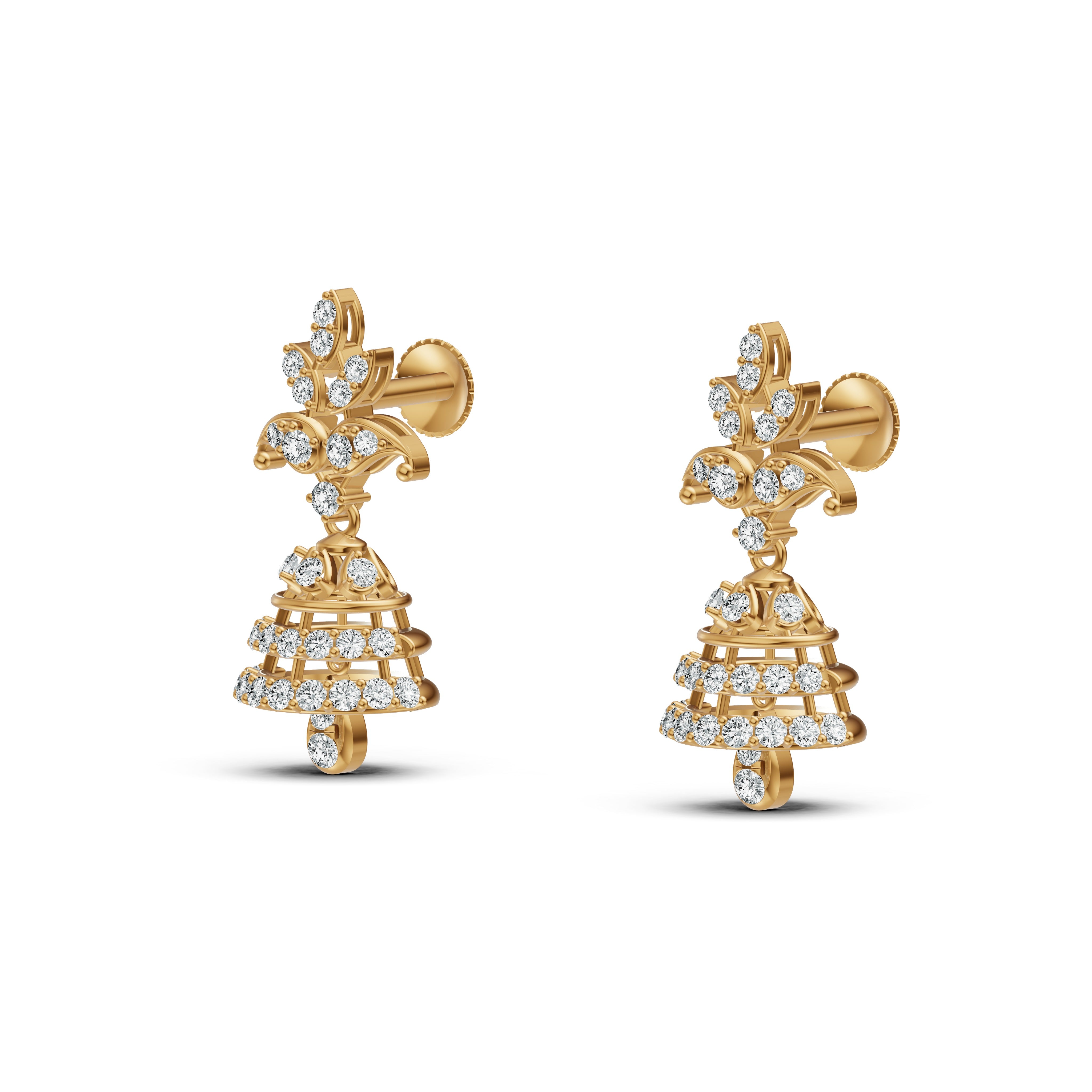 Classic Diamond & Gold Jhumka Earrings