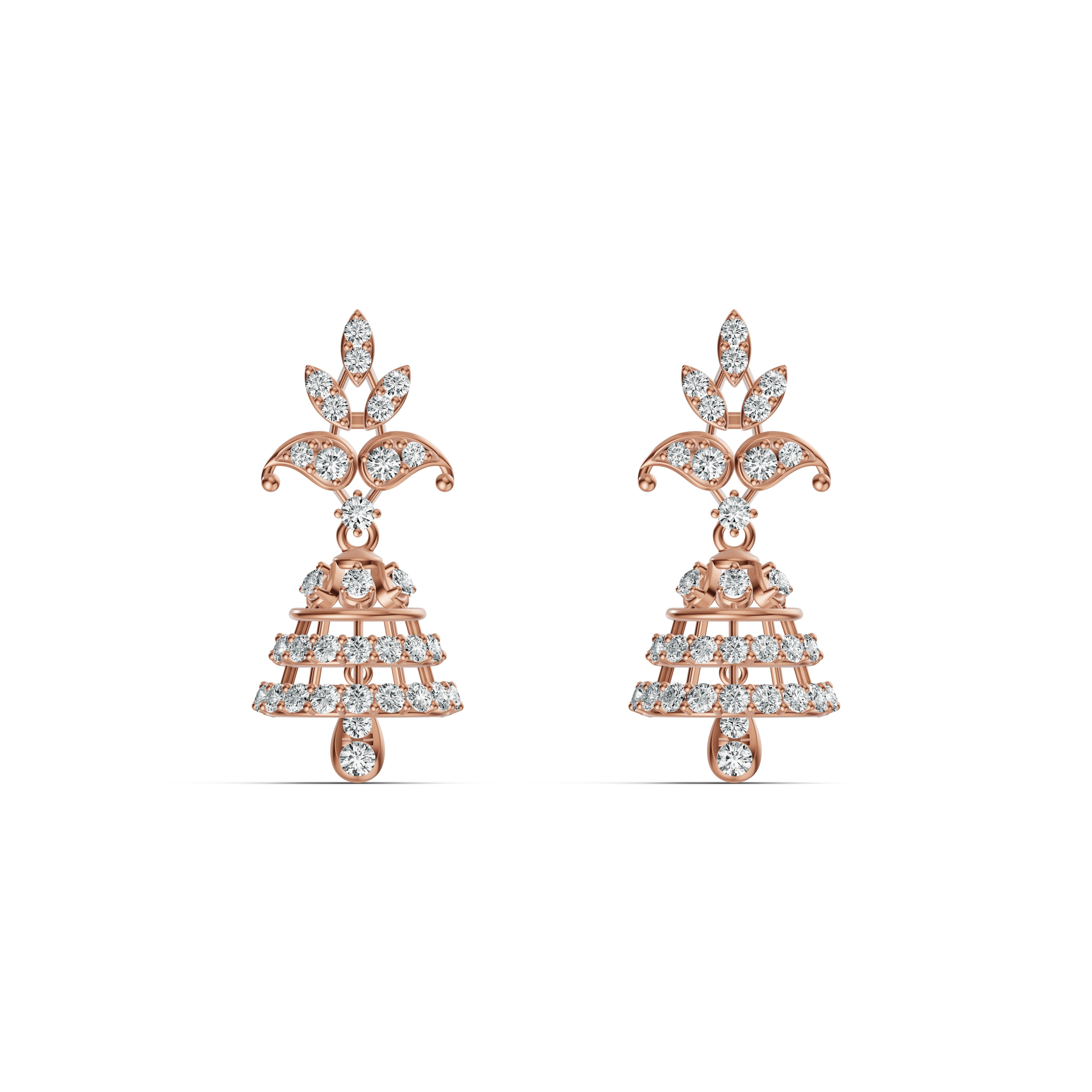 Classic Diamond & Gold Jhumka Earrings
