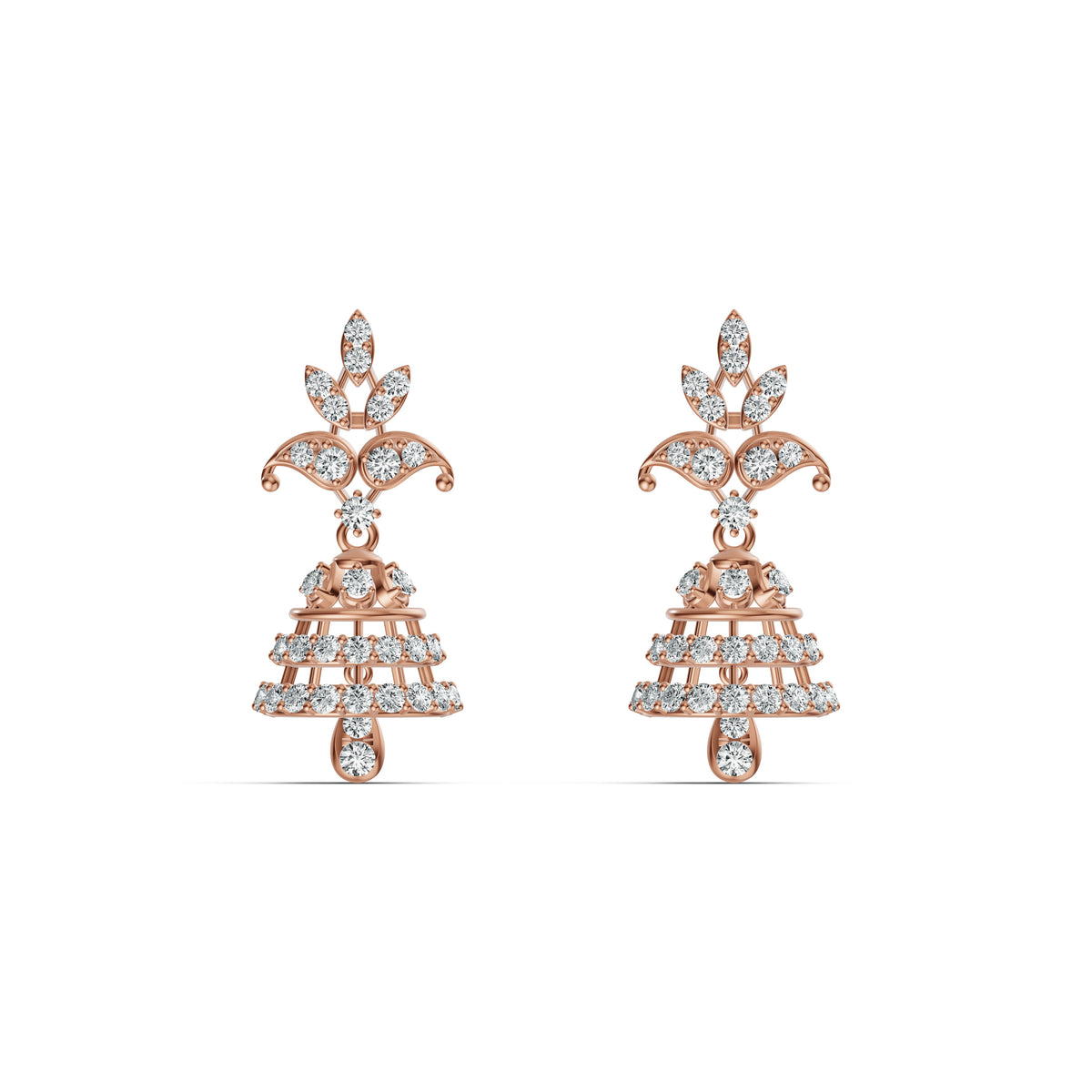 Classic Diamond & Gold Jhumka Earrings