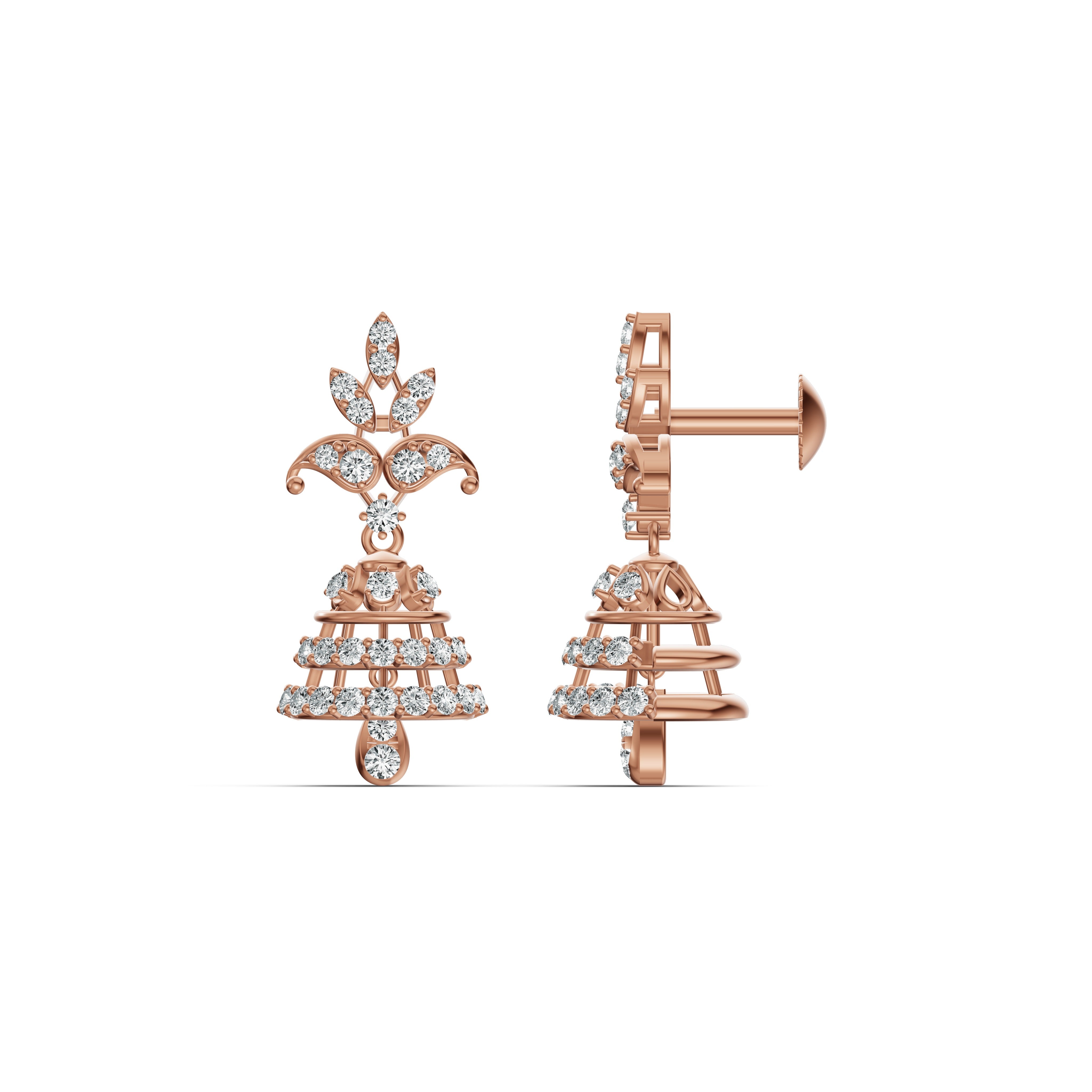 Classic Diamond & Gold Jhumka Earrings