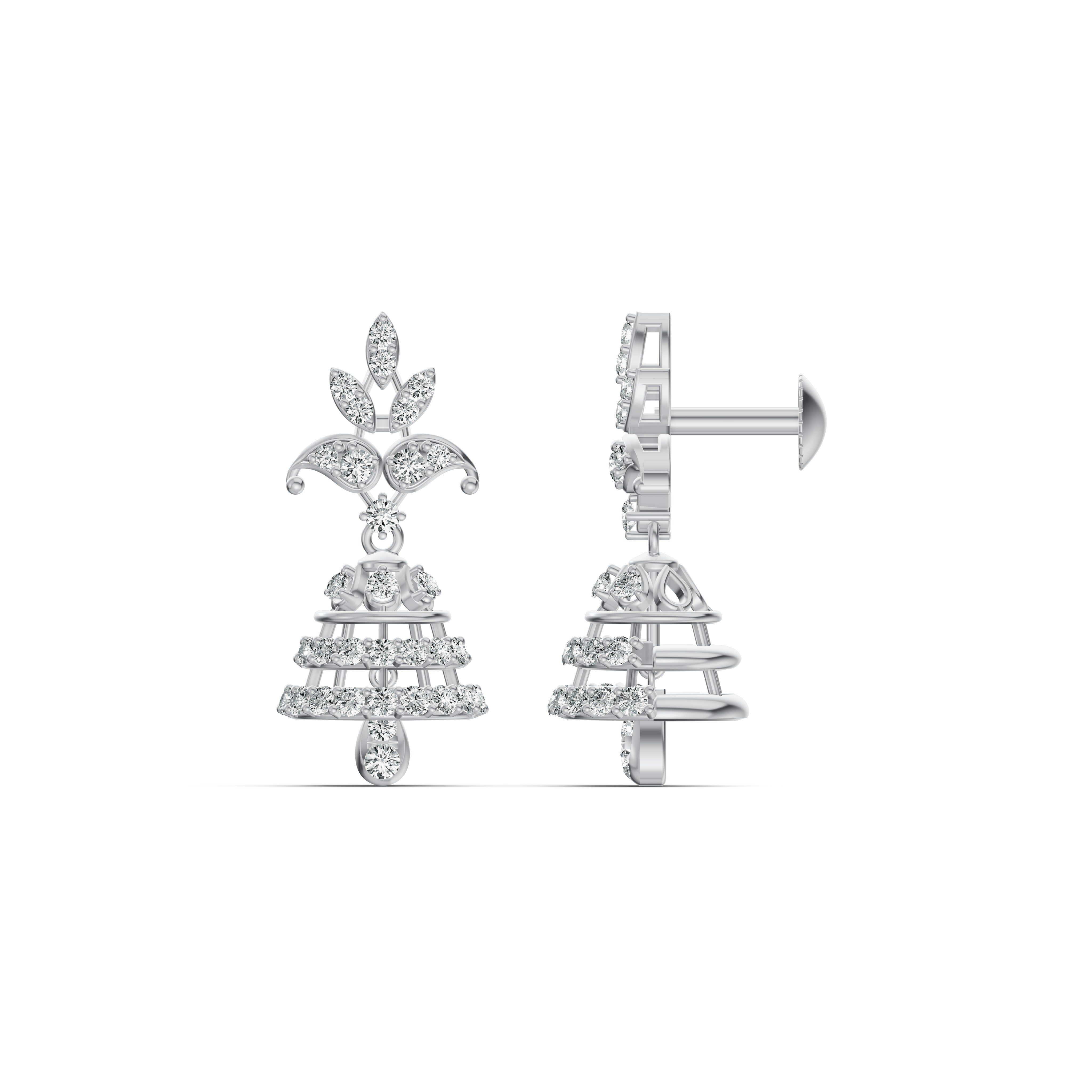 Classic Diamond & Gold Jhumka Earrings