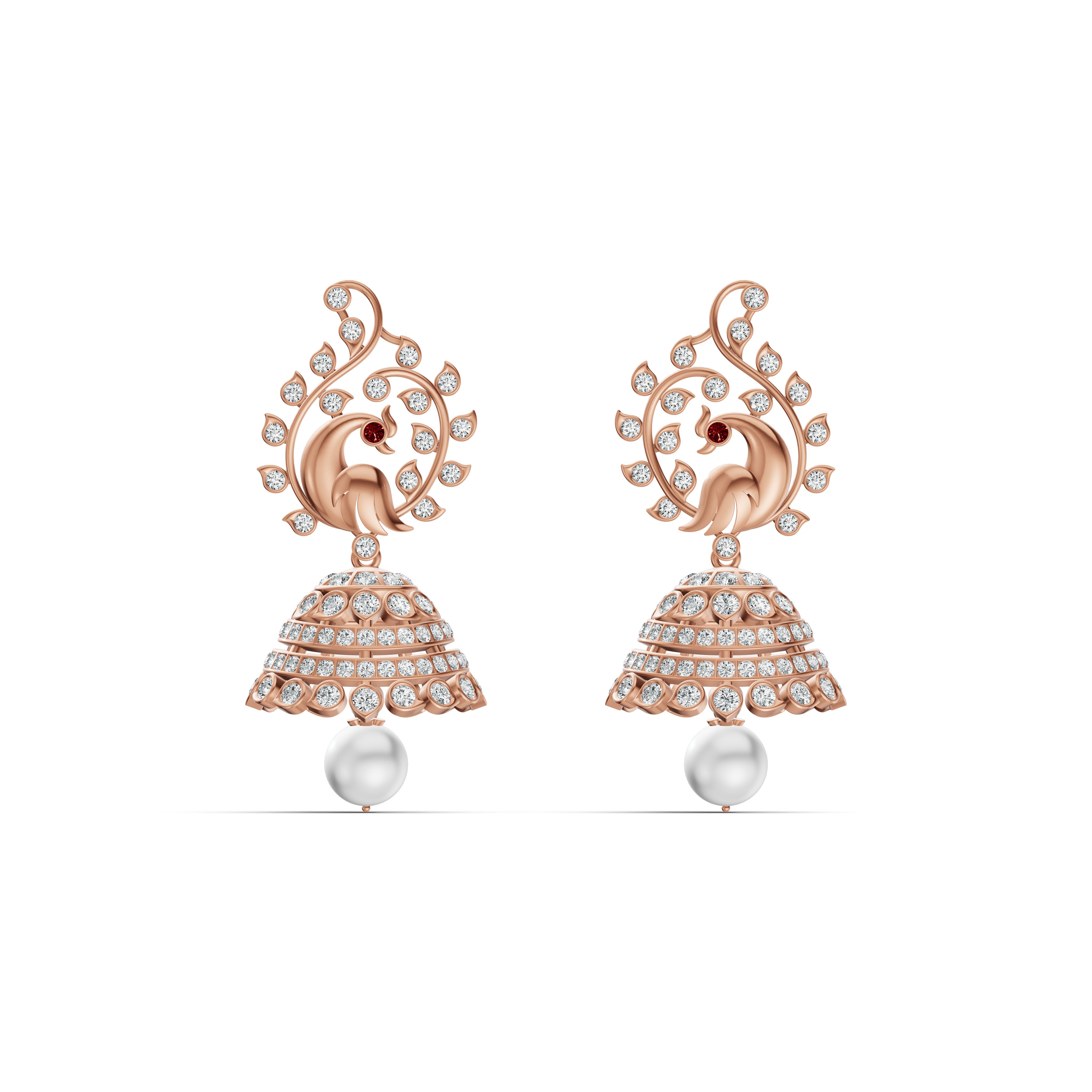 Heritage Peacock Diamond Jhumka Earrings