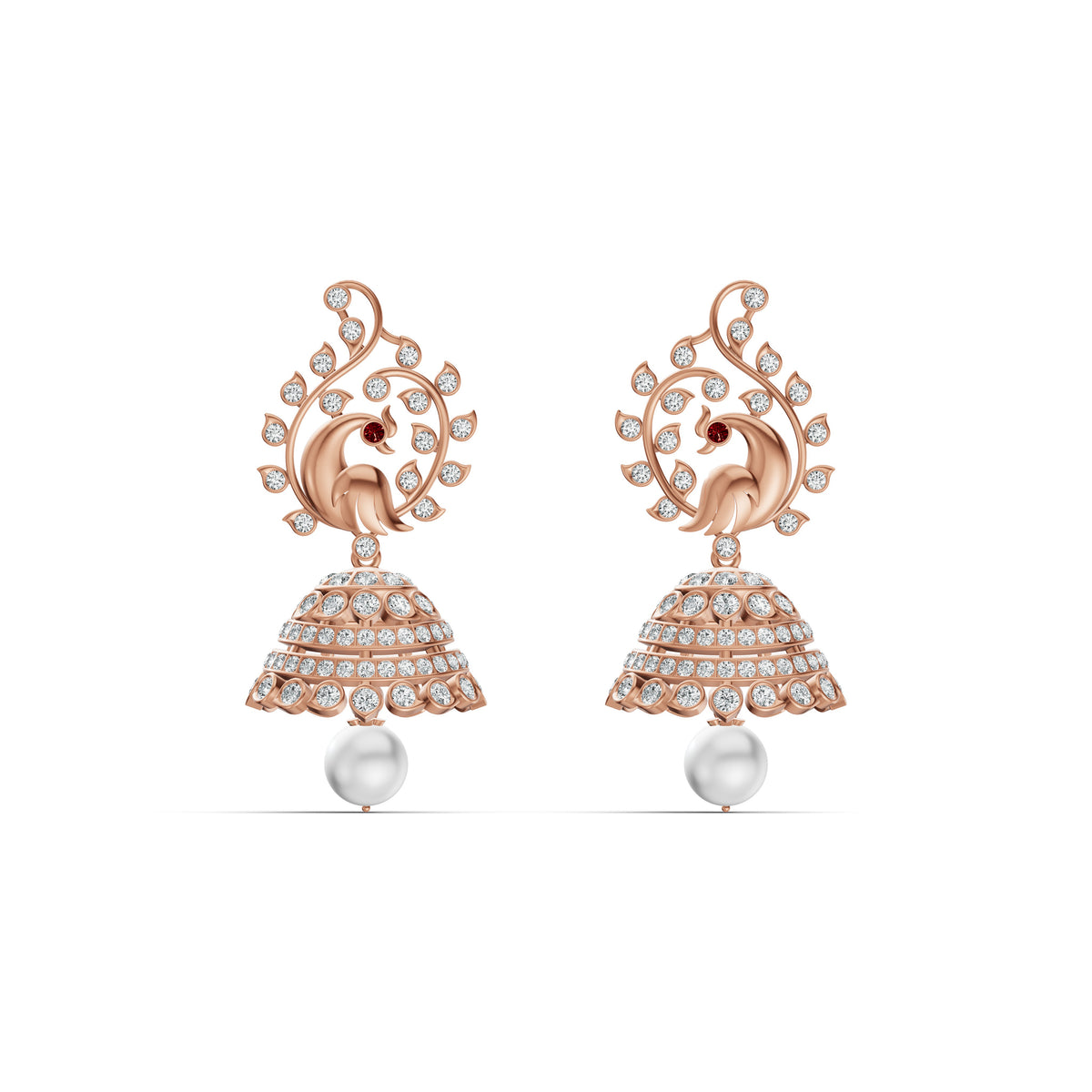Heritage Peacock Diamond Jhumka Earrings