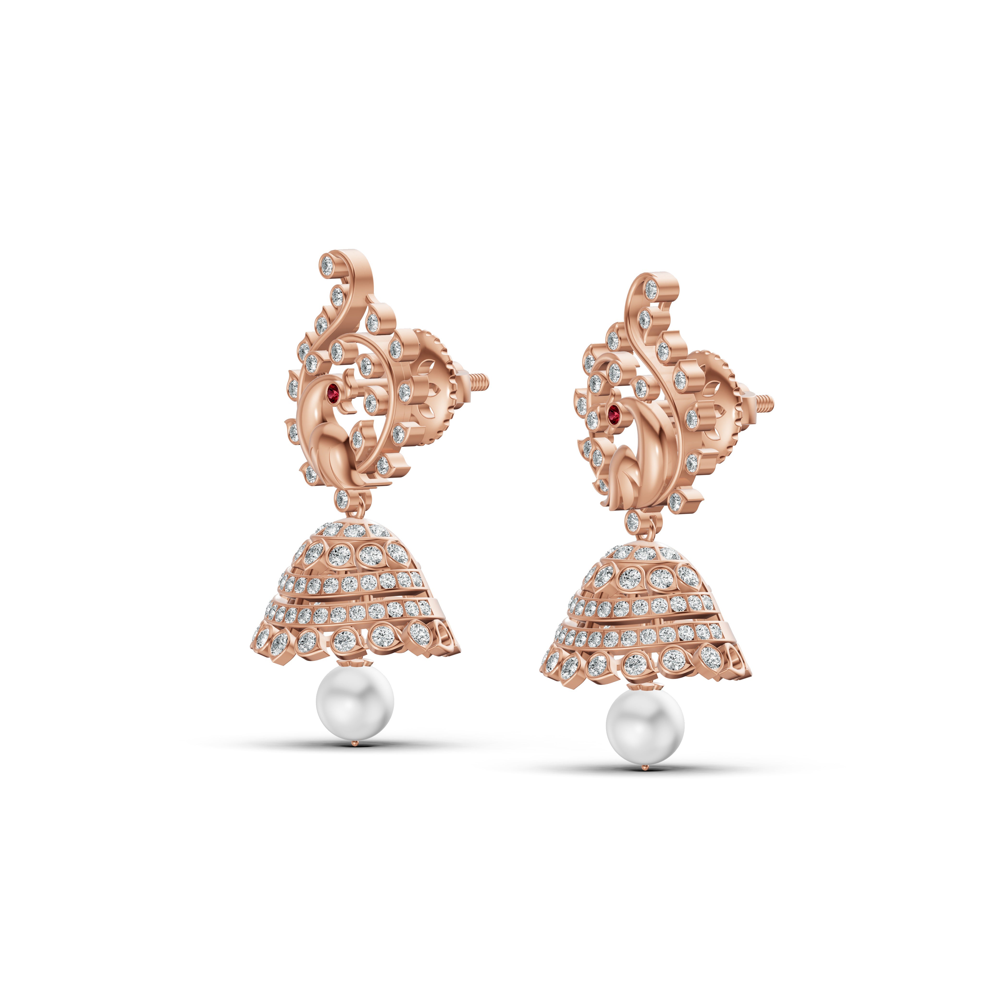 Heritage Peacock Diamond Jhumka Earrings