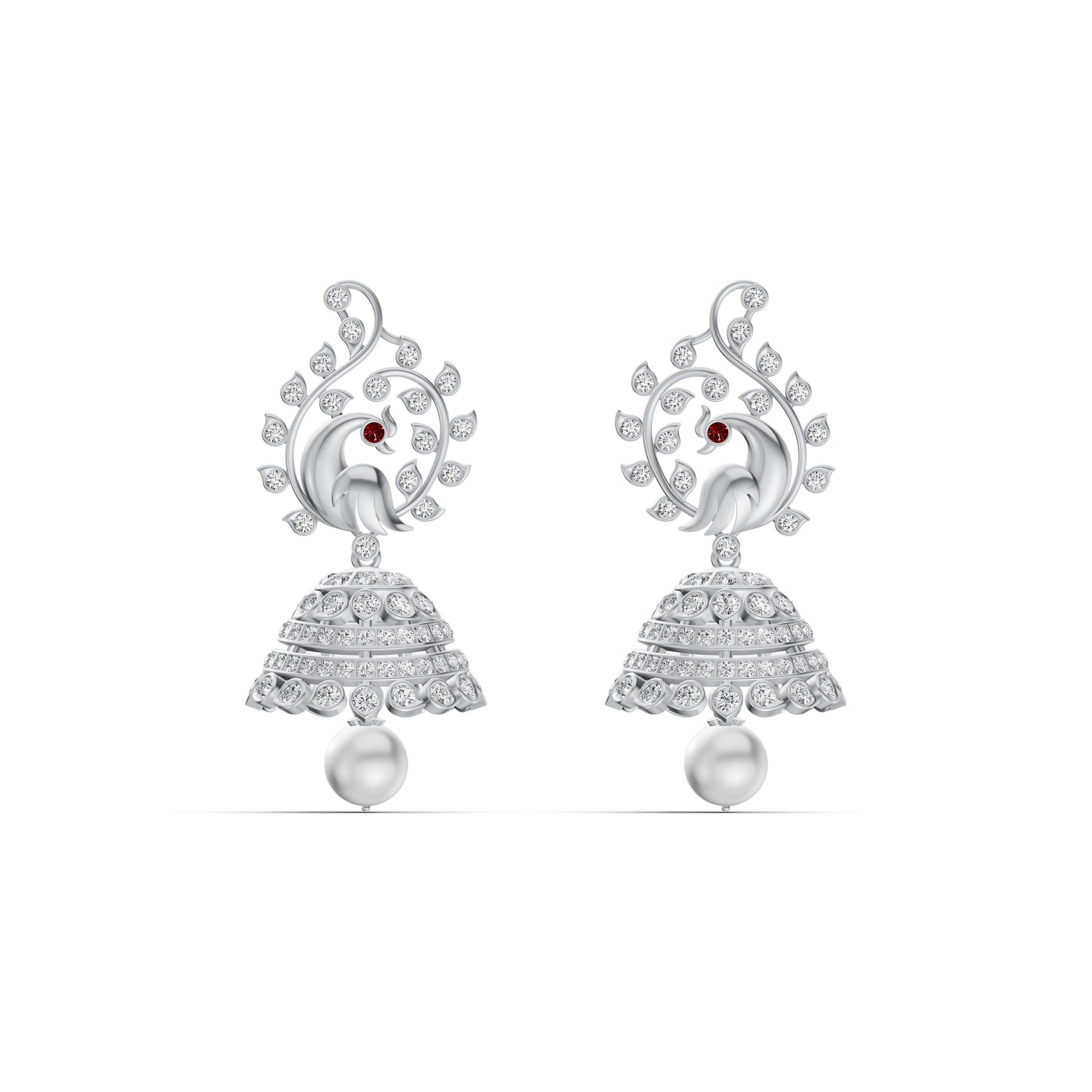 Heritage Peacock Diamond Jhumka Earrings