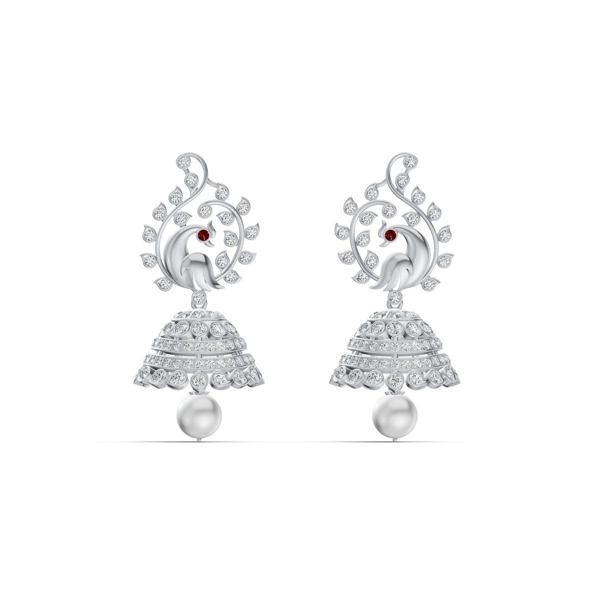 Heritage Peacock Diamond Jhumka Earrings