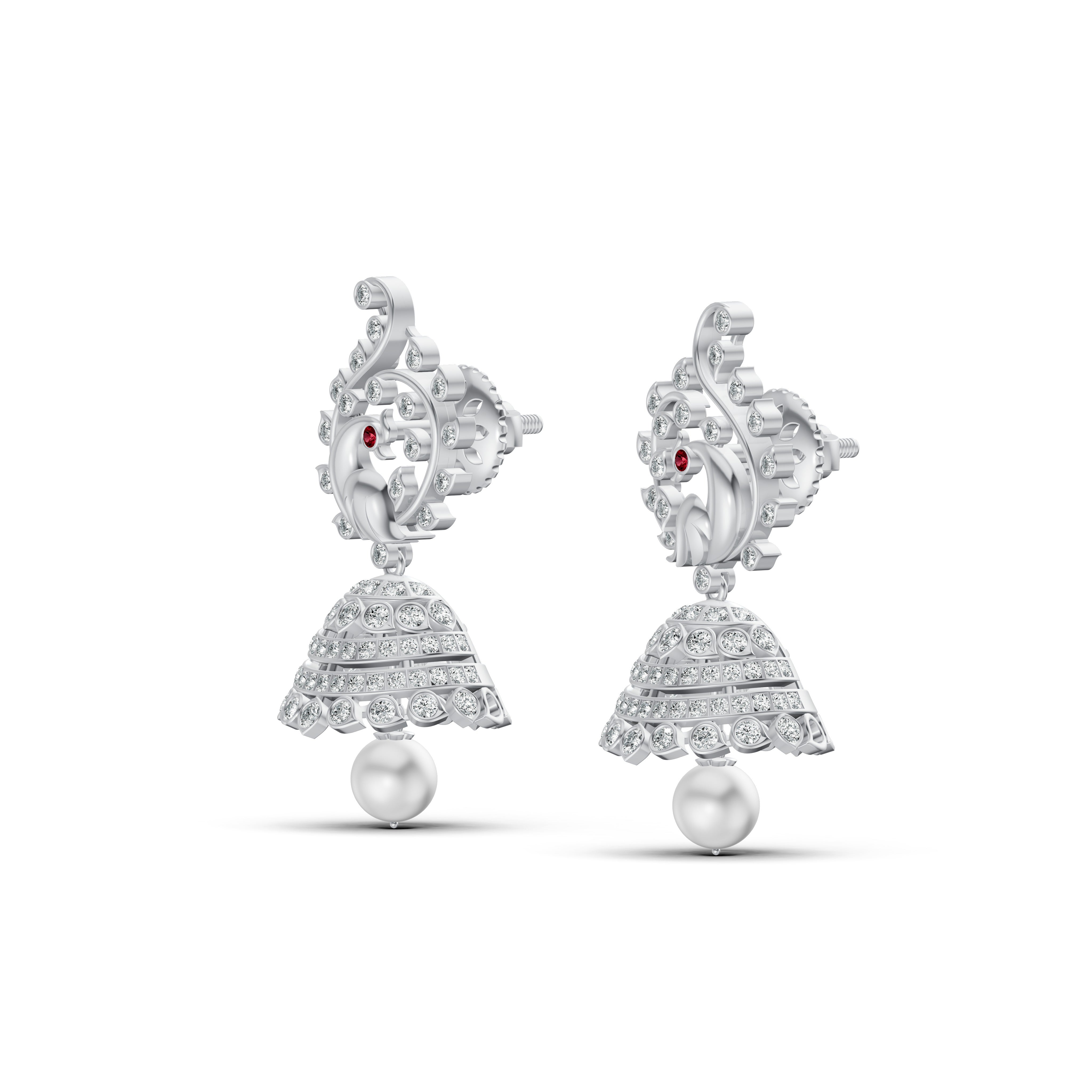 Heritage Peacock Diamond Jhumka Earrings
