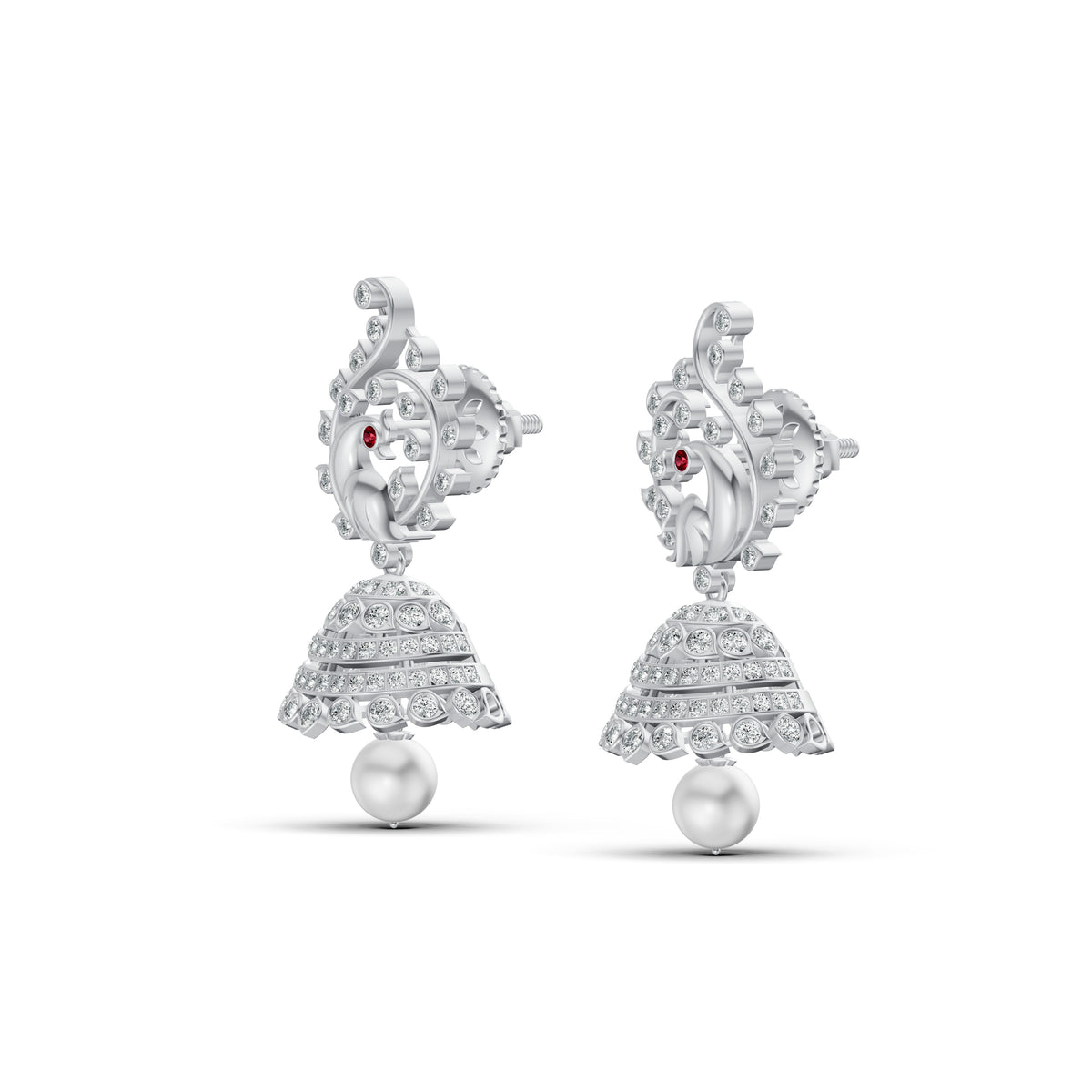 Heritage Peacock Diamond Jhumka Earrings