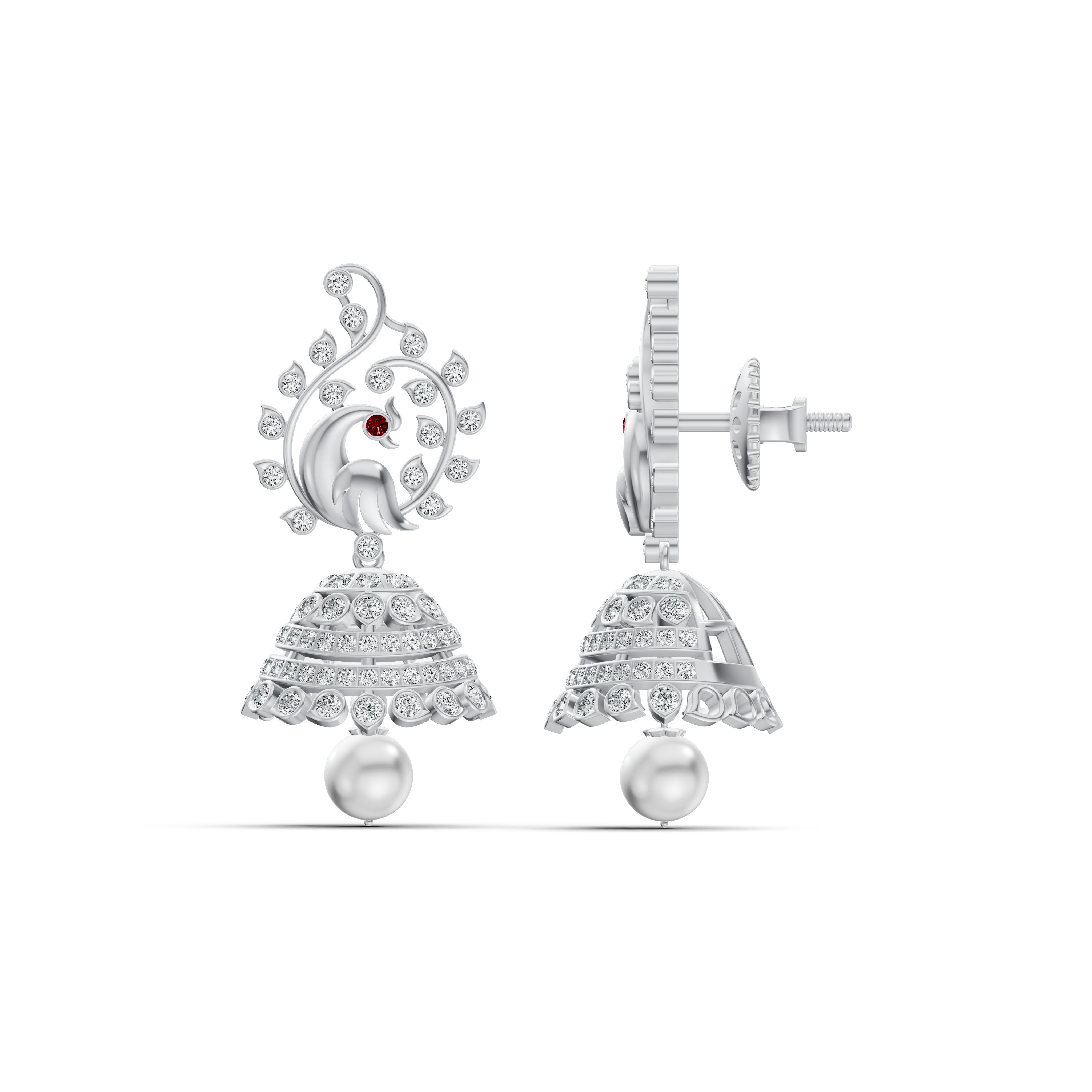 Heritage Peacock Diamond Jhumka Earrings