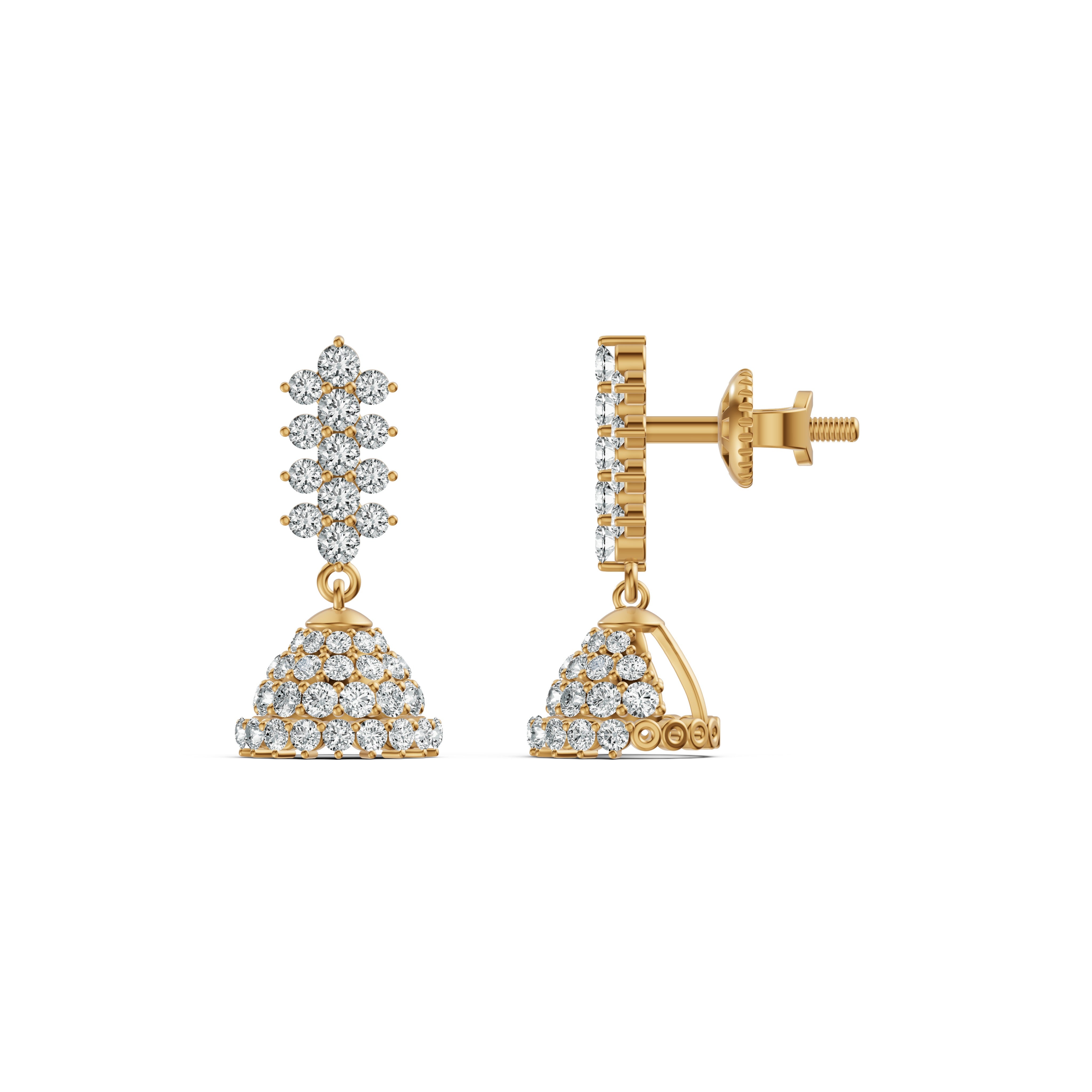 Floral Cluster Diamond Jhumka